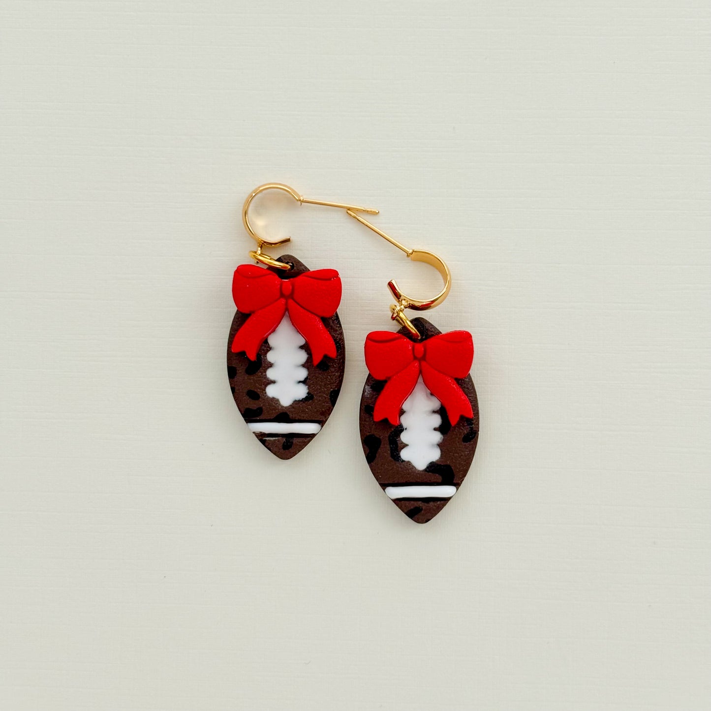 Game Day Leopard Bow Dangles - Choose Team