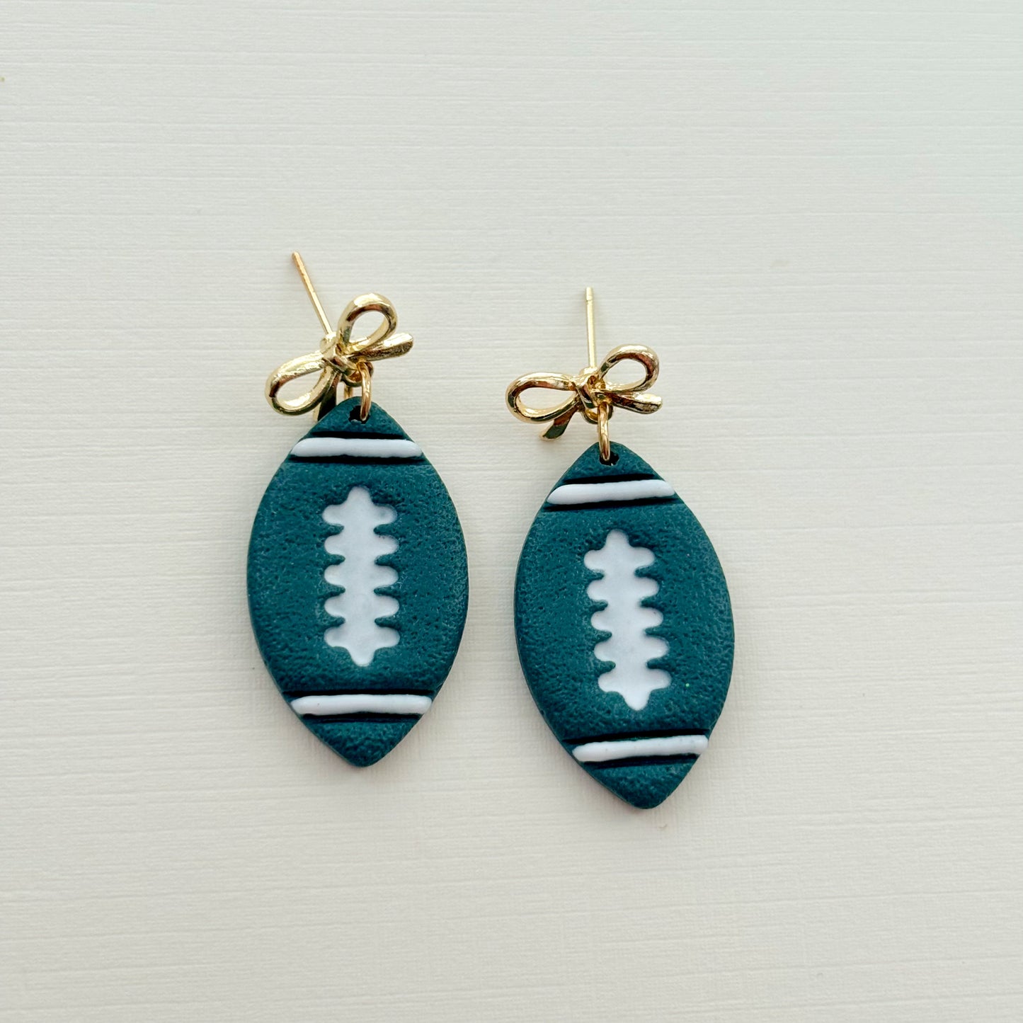 Football Dangles Gold Bow - Choose Team Color