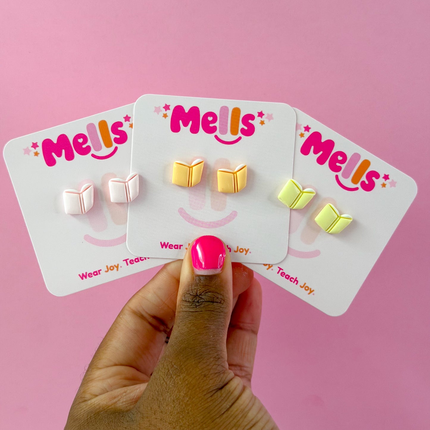 Pastel Book Stud Earrings - Choose Color