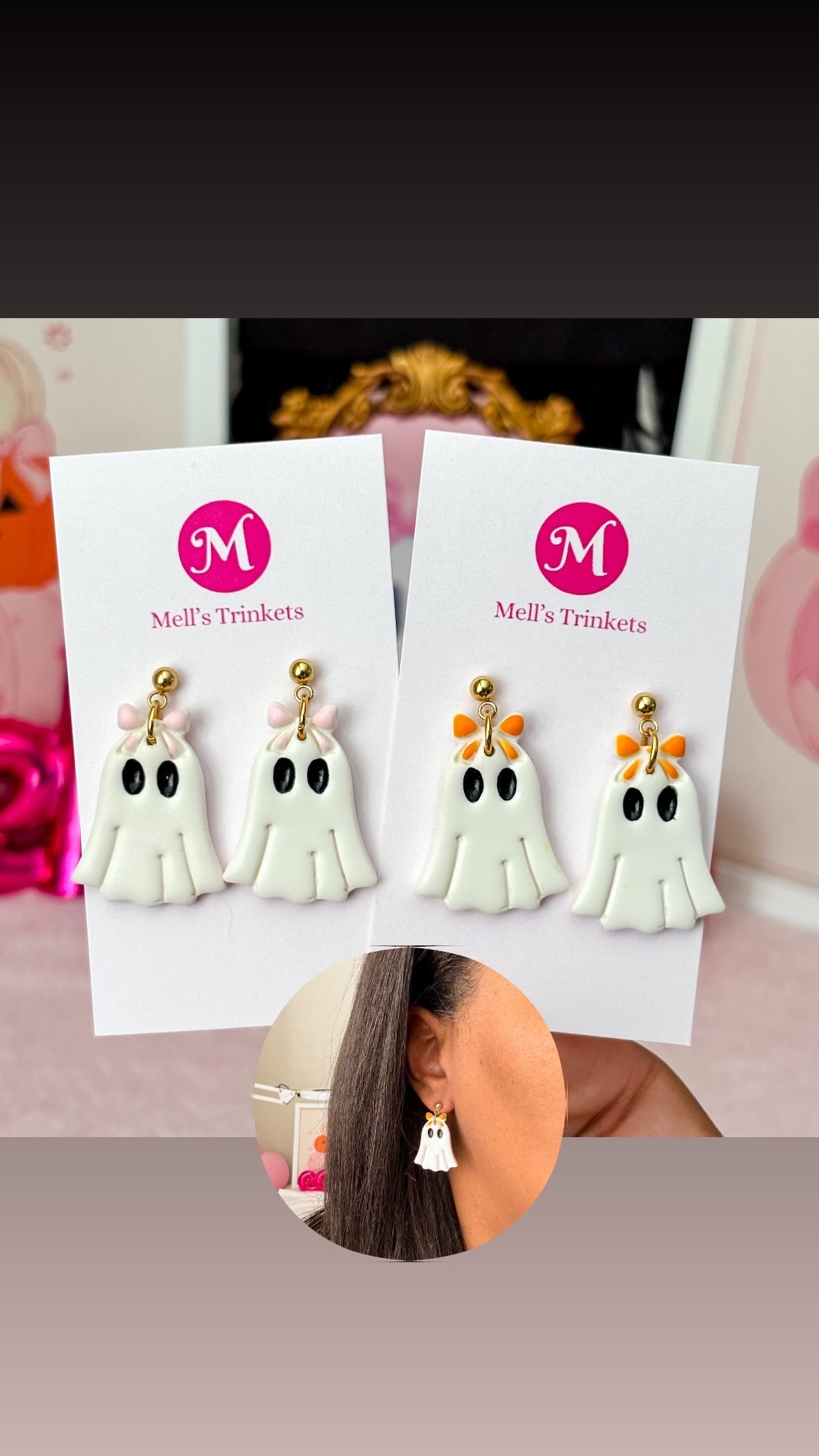 Coquette Bow Ghostie Dangles - Choose Color