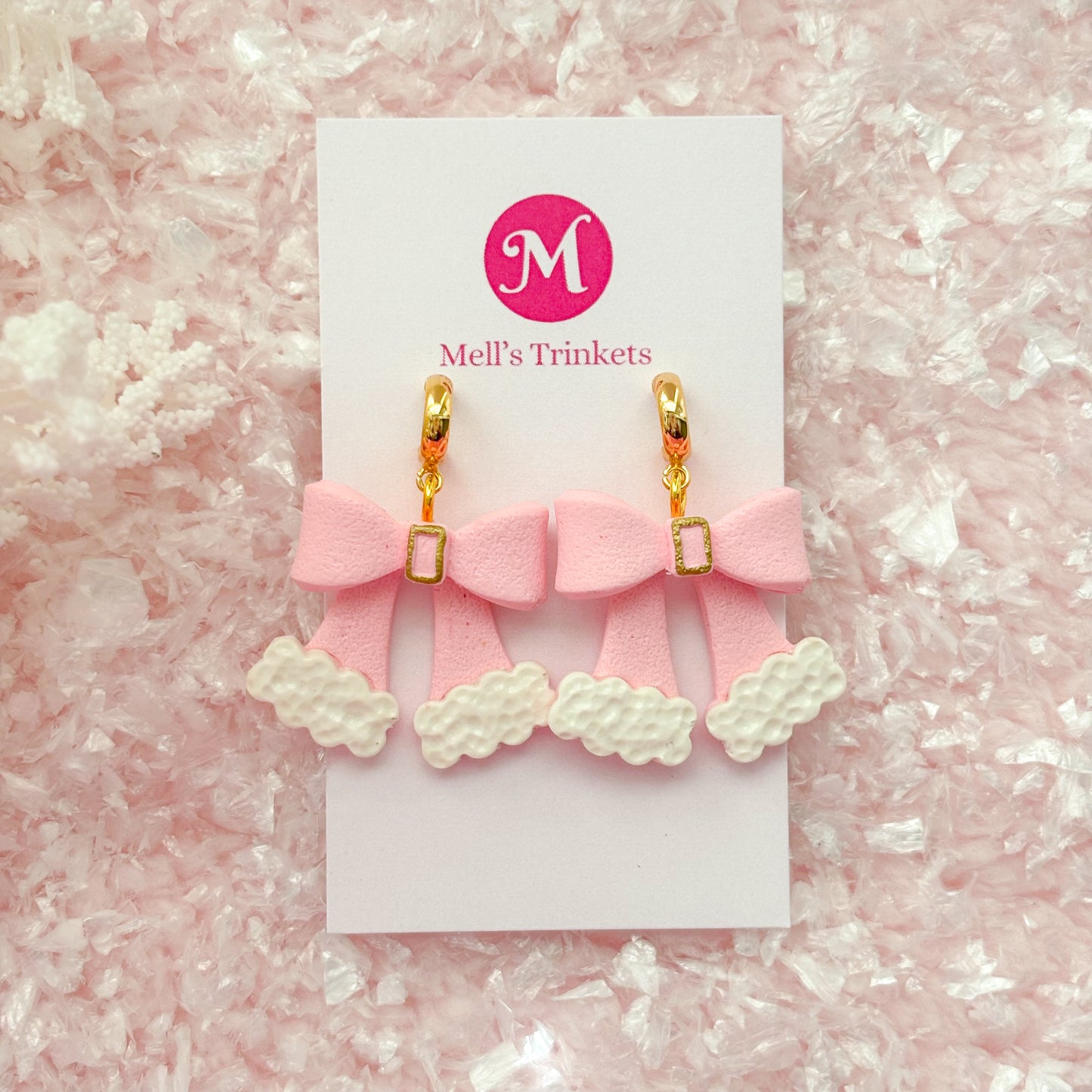 Santa Bow Dangles - Pink