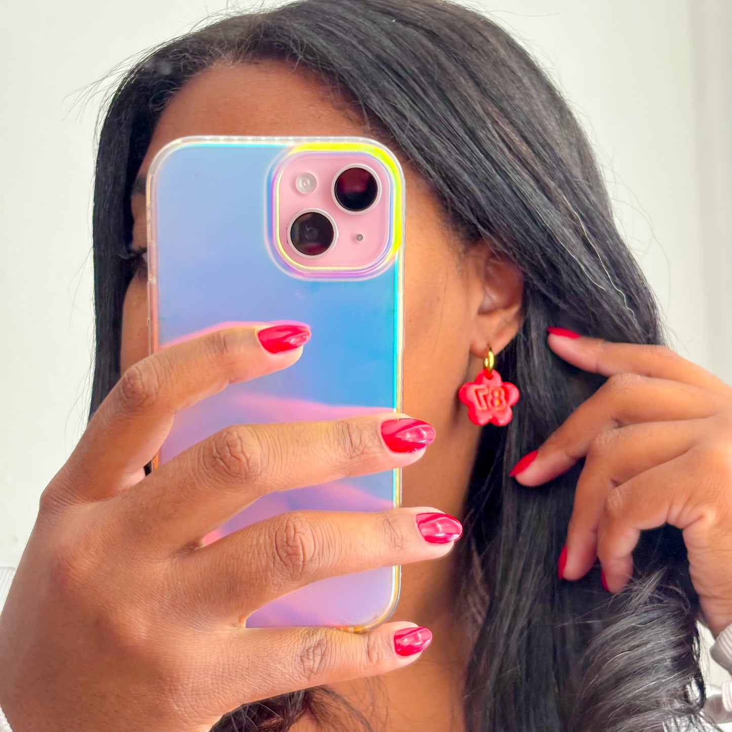 #87 Flower Hoops - Comeback Red