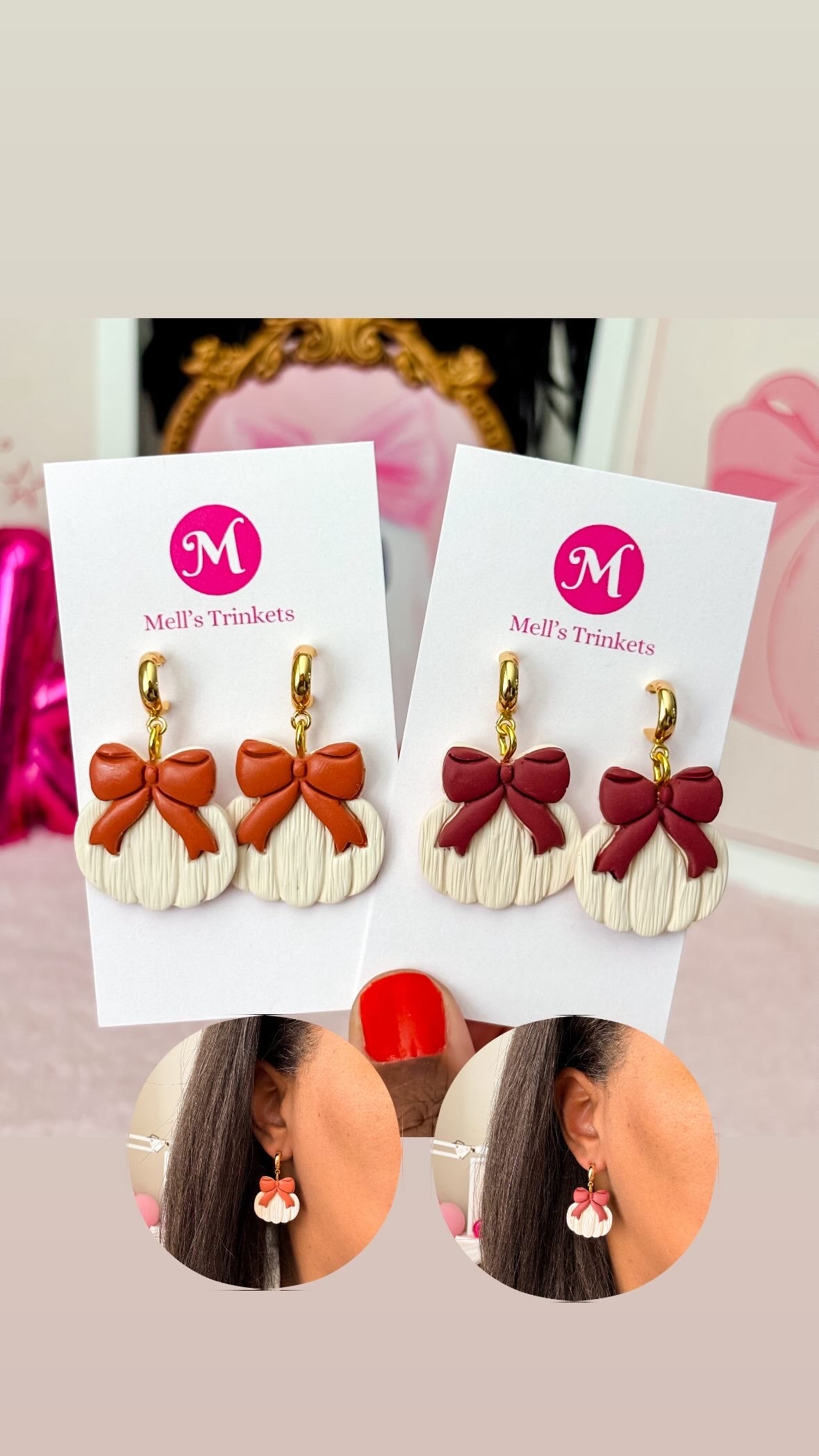 Autumn Bow Pumpkins - Choose Color