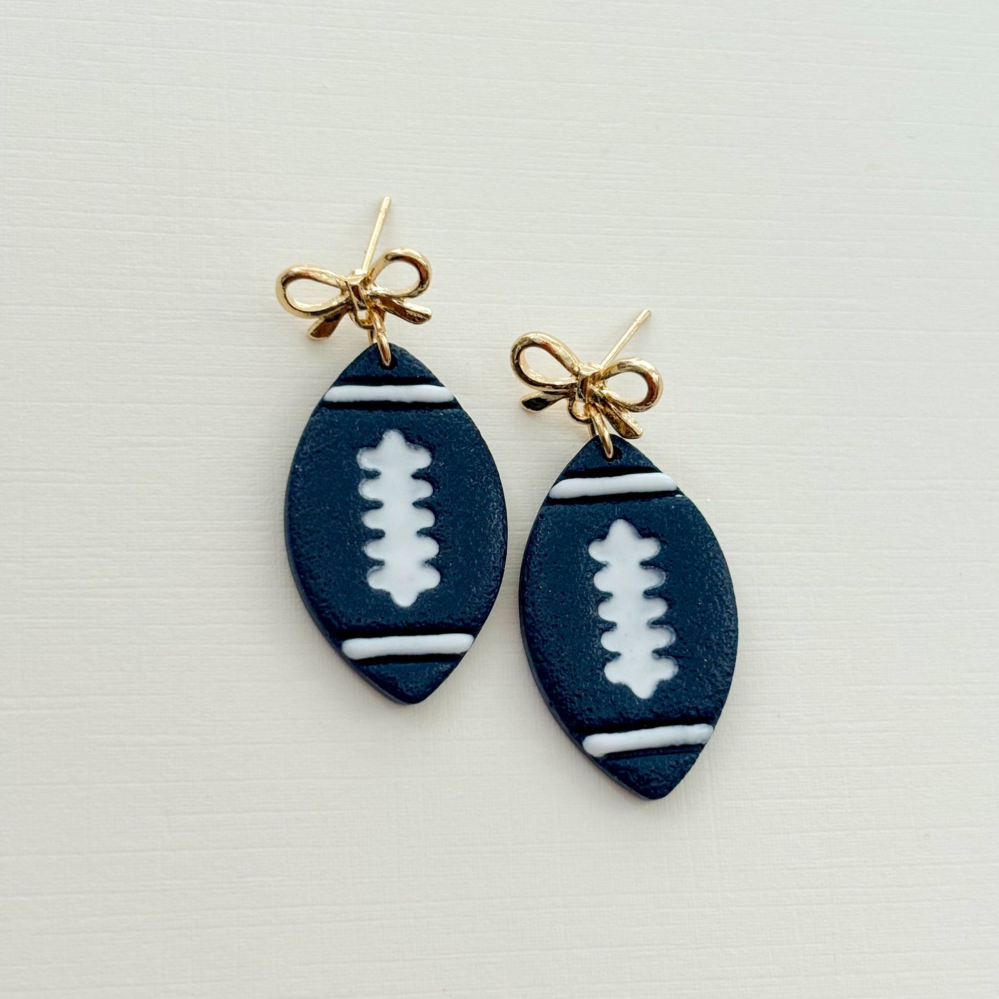 Football Dangles Gold Bow - Choose Team Color
