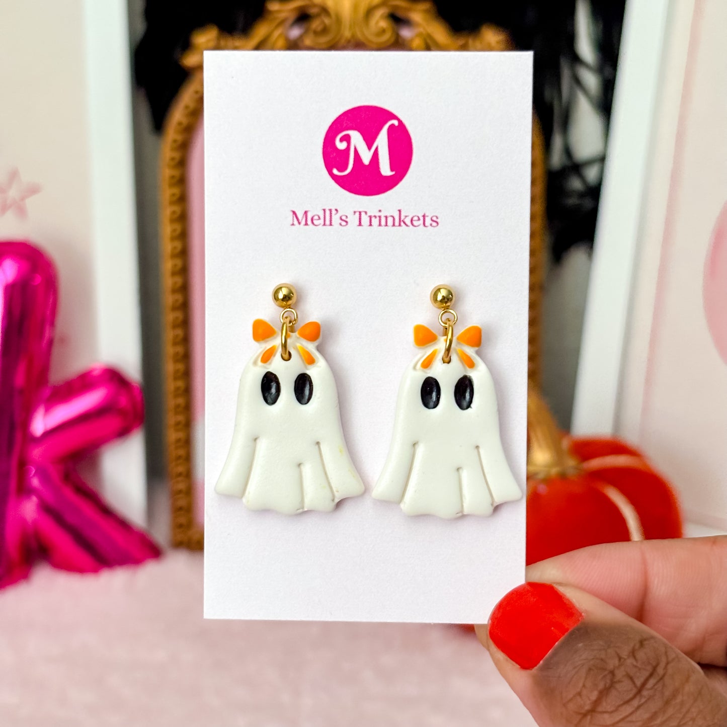 Coquette Bow Ghostie Dangles - Choose Color