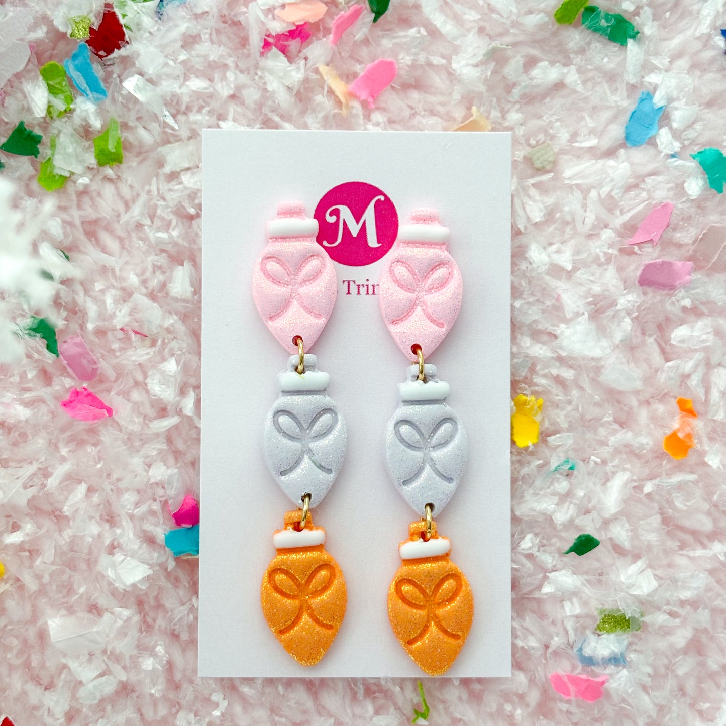 Pastel Christmas Light Dangles: Orange Multi