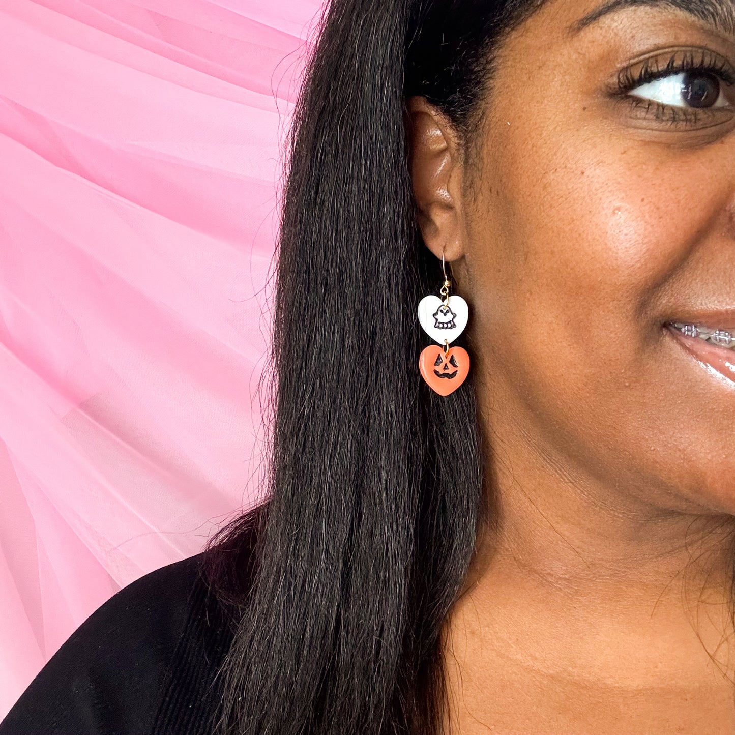 Spooky Heart Dangles - Orange