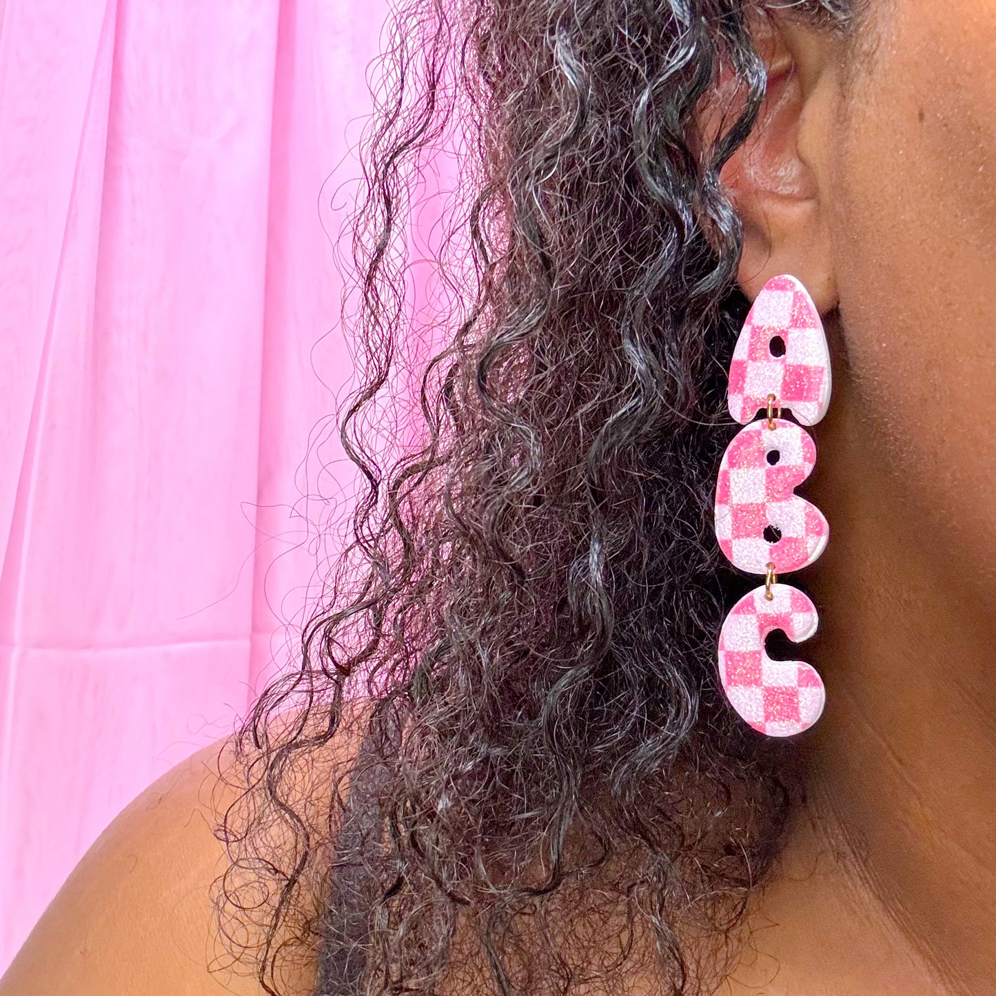 Checkered ABC Dangles - Choose Color