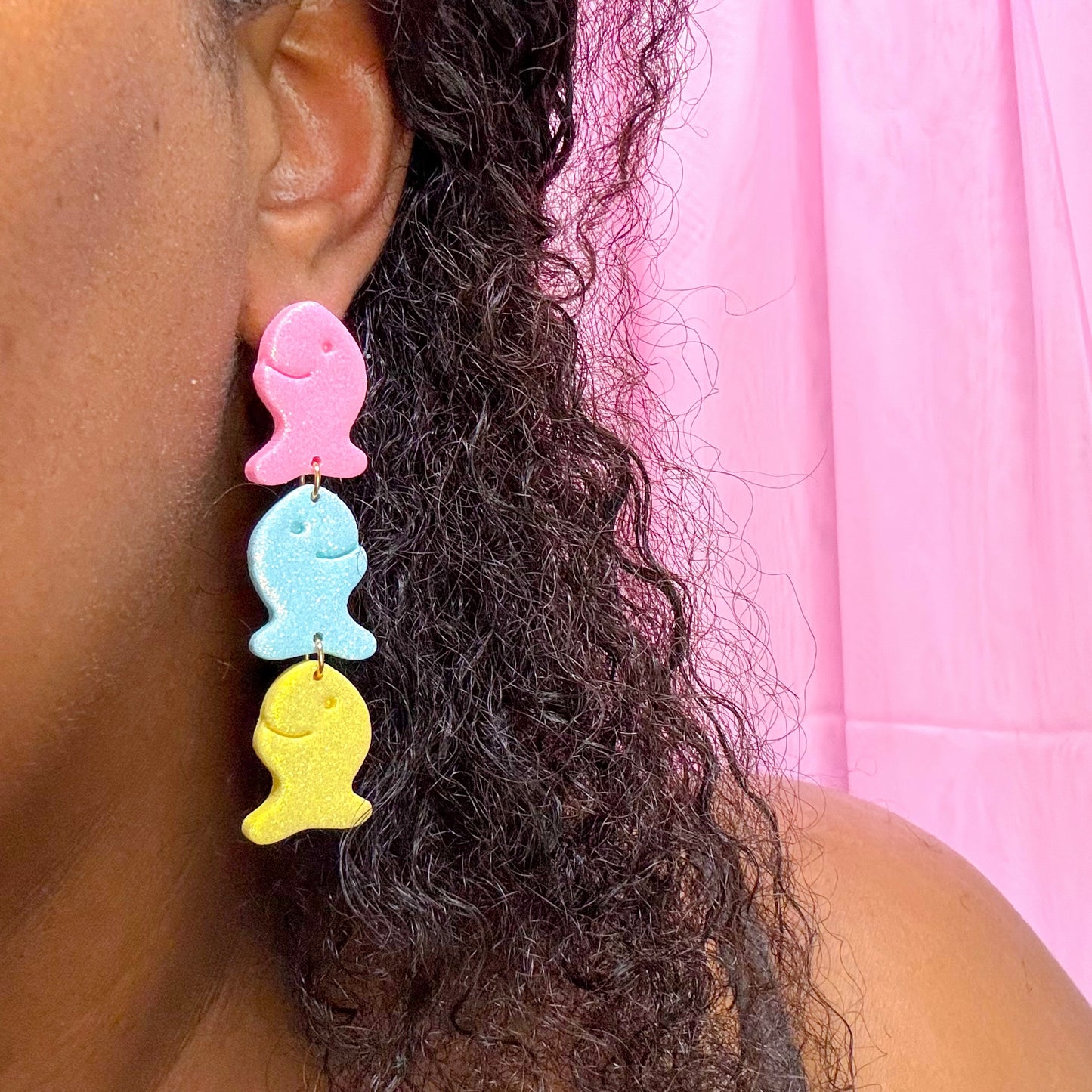 Glittered Goldfish Dangles - Rainbow