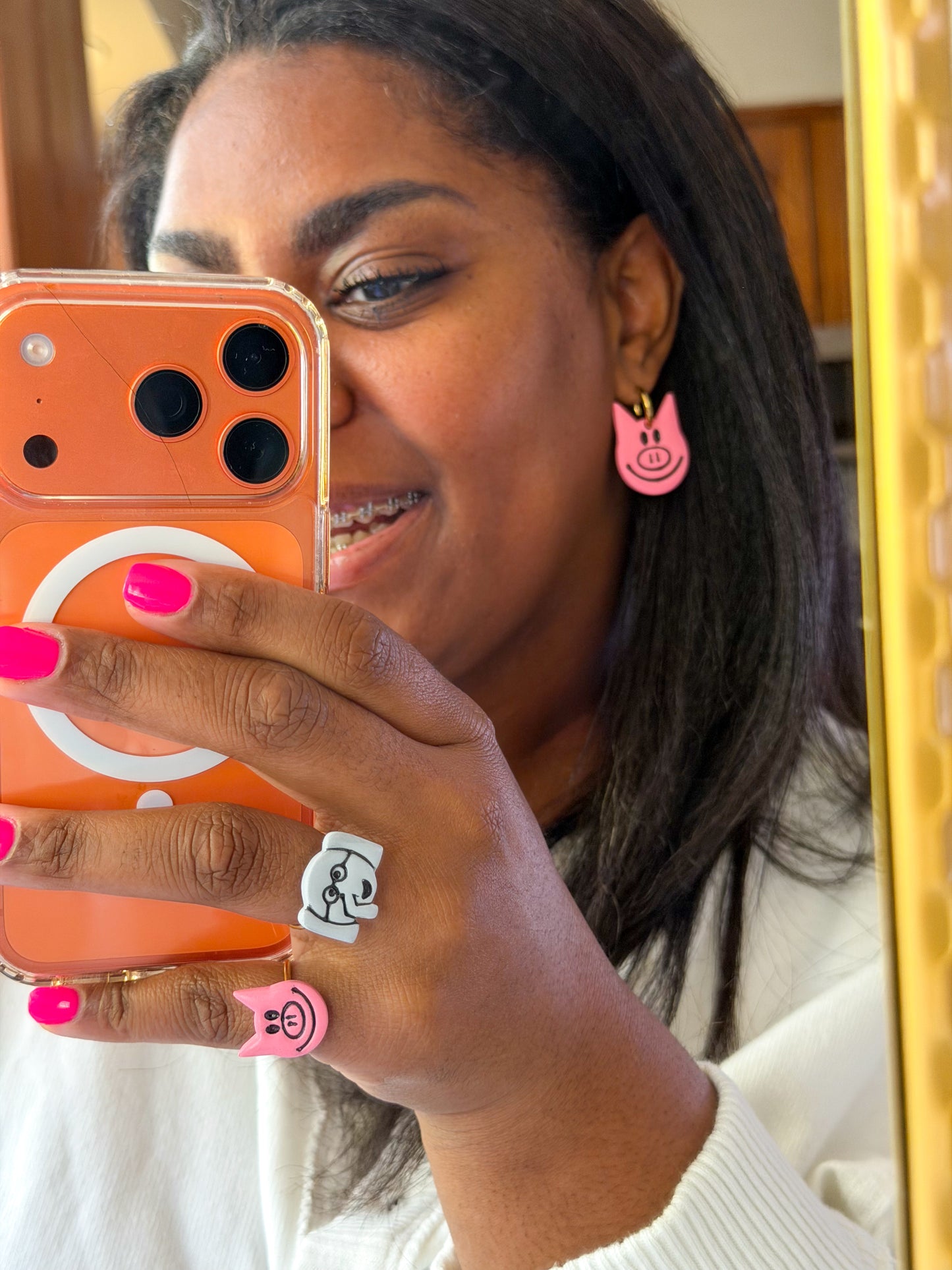 Piggie The Pig Huggie Hoops