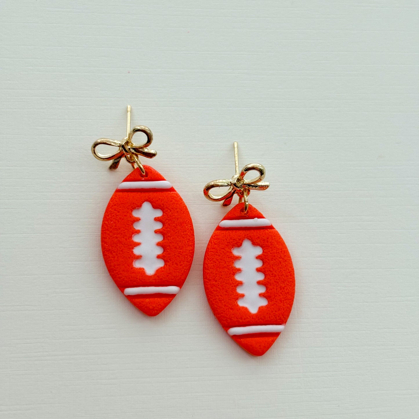 Football Dangles Gold Bow - Choose Team Color