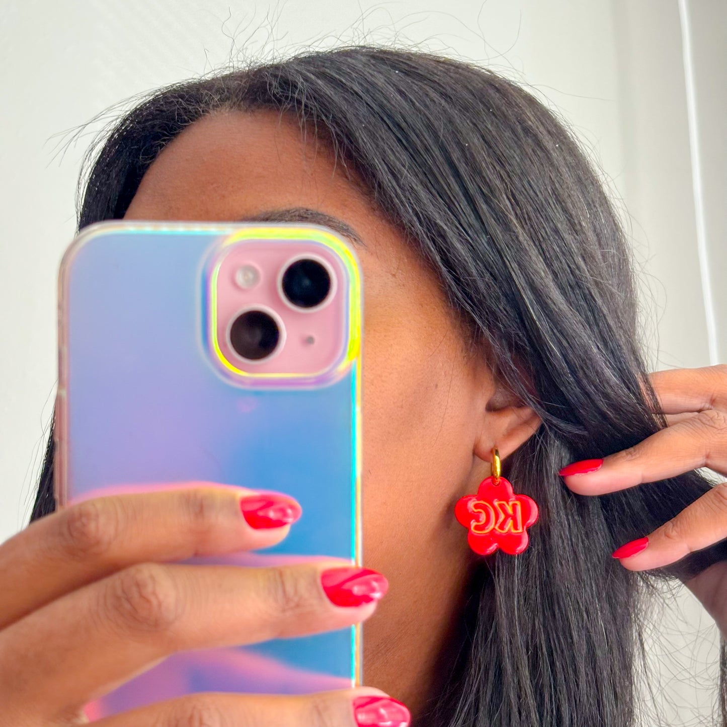 KC Spirit Flower Hoops - Comeback Red