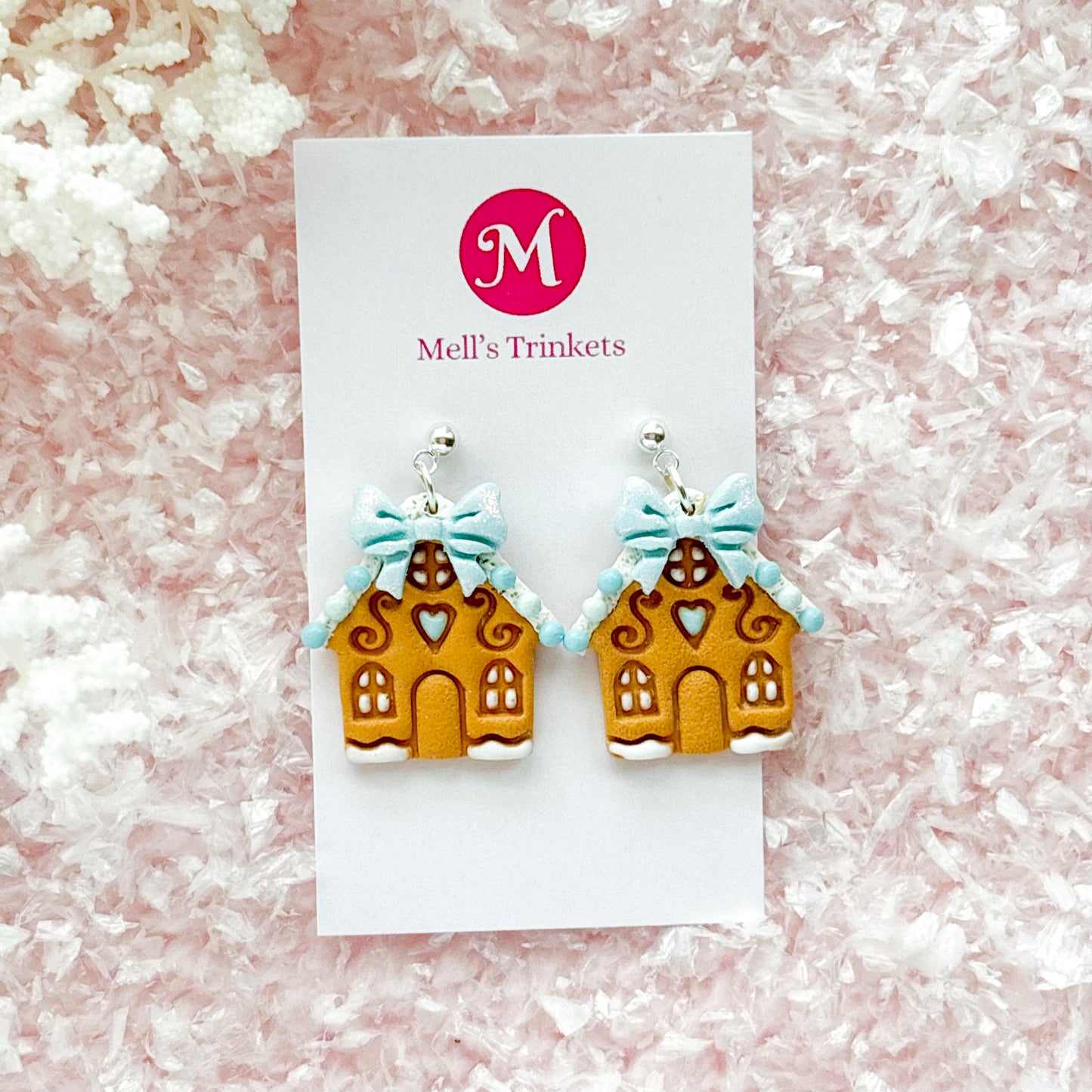 Gingerbread House Dangles - Winter Blue