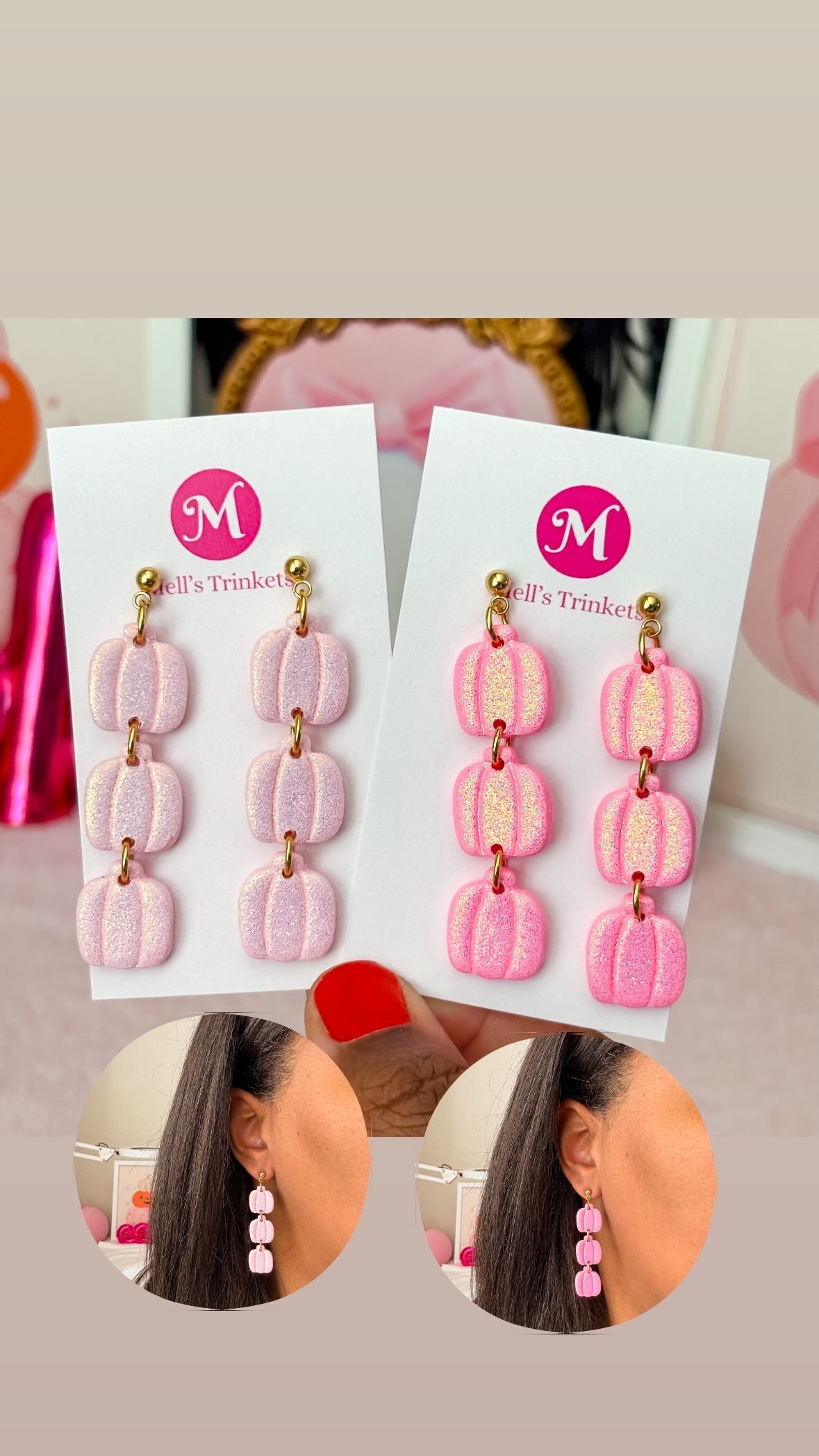 Triple Dangle Pumpkins - Choose Color