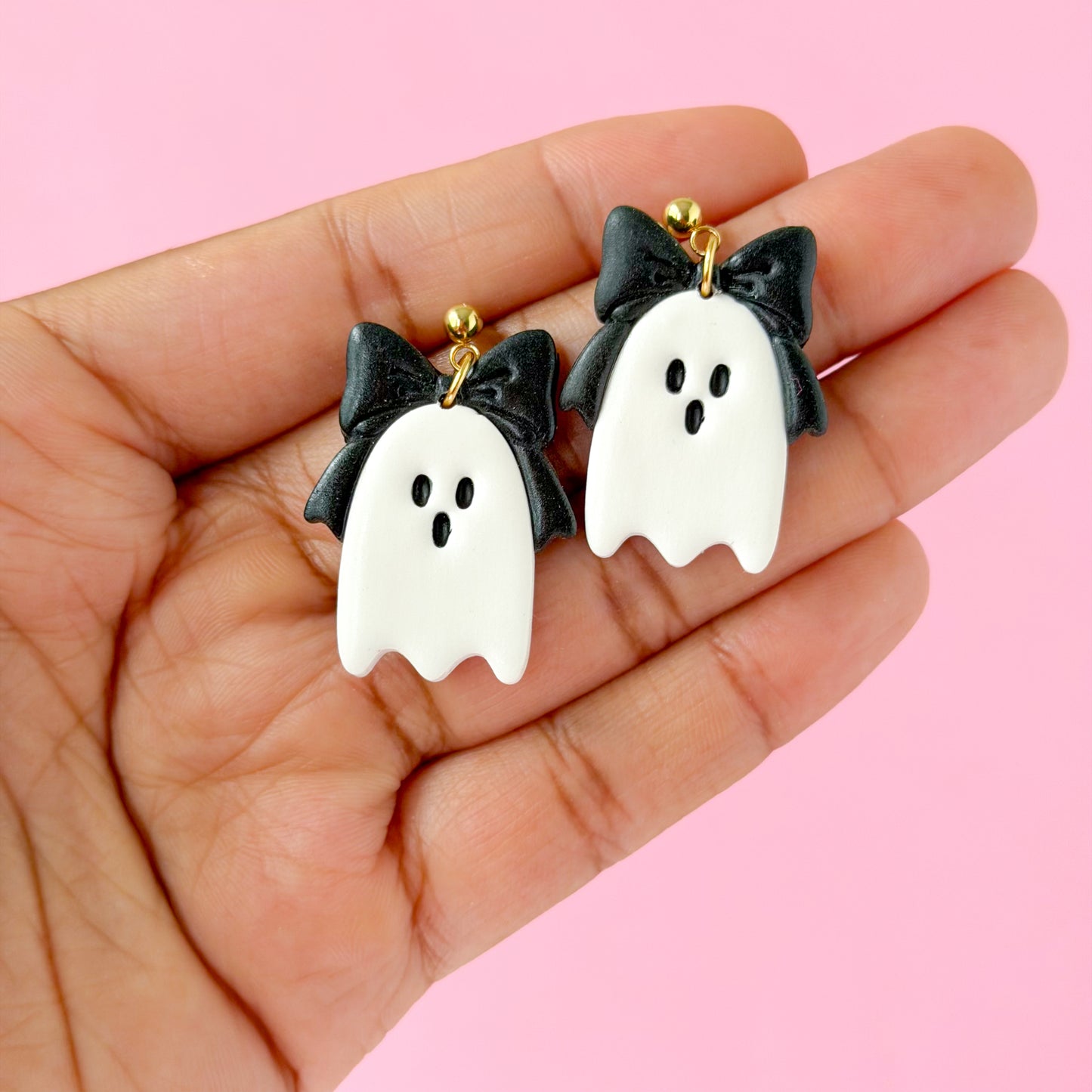 Bow Ghost Dangles - Black