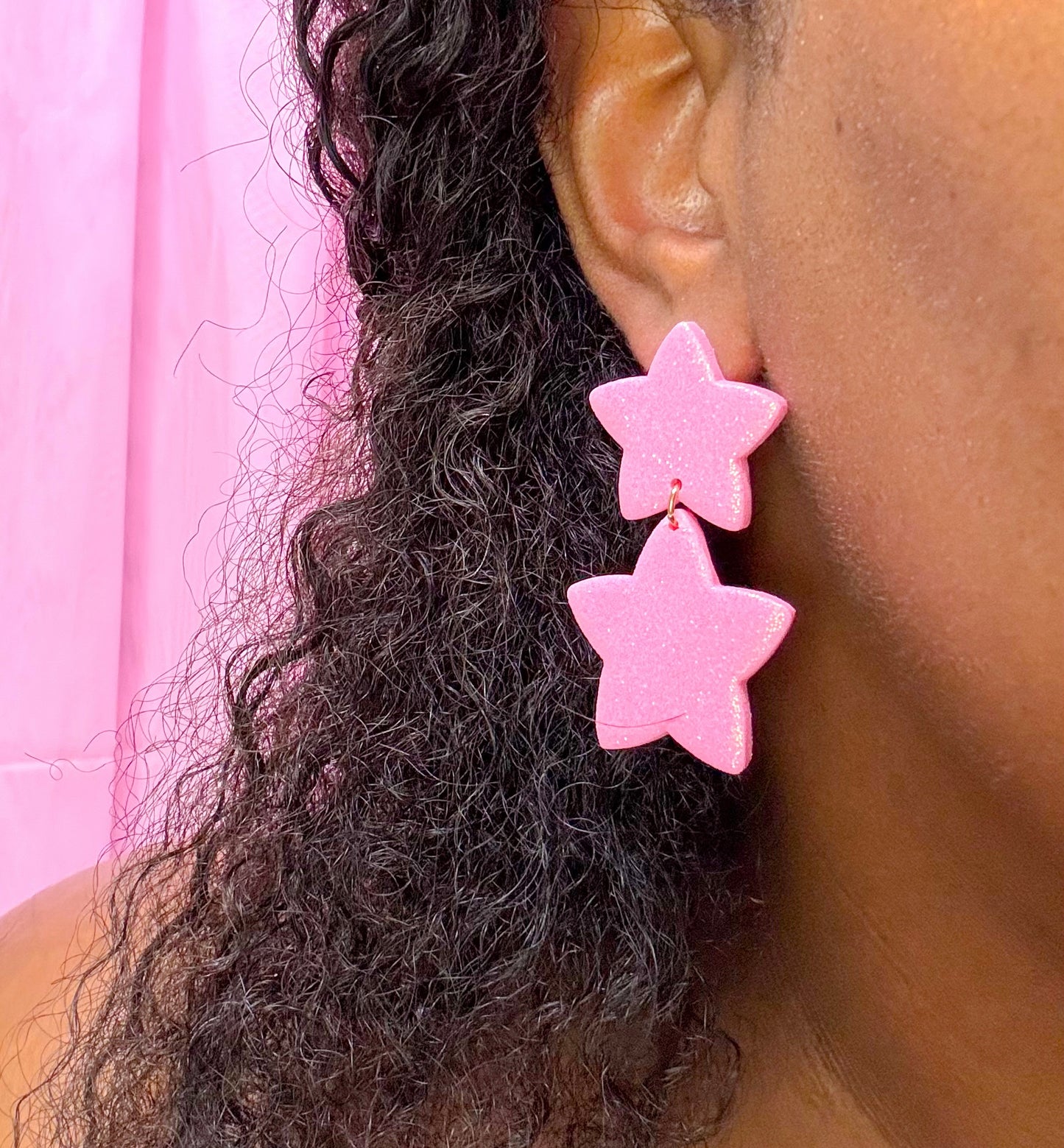 Glitter Double Star Dangles - Choose Color