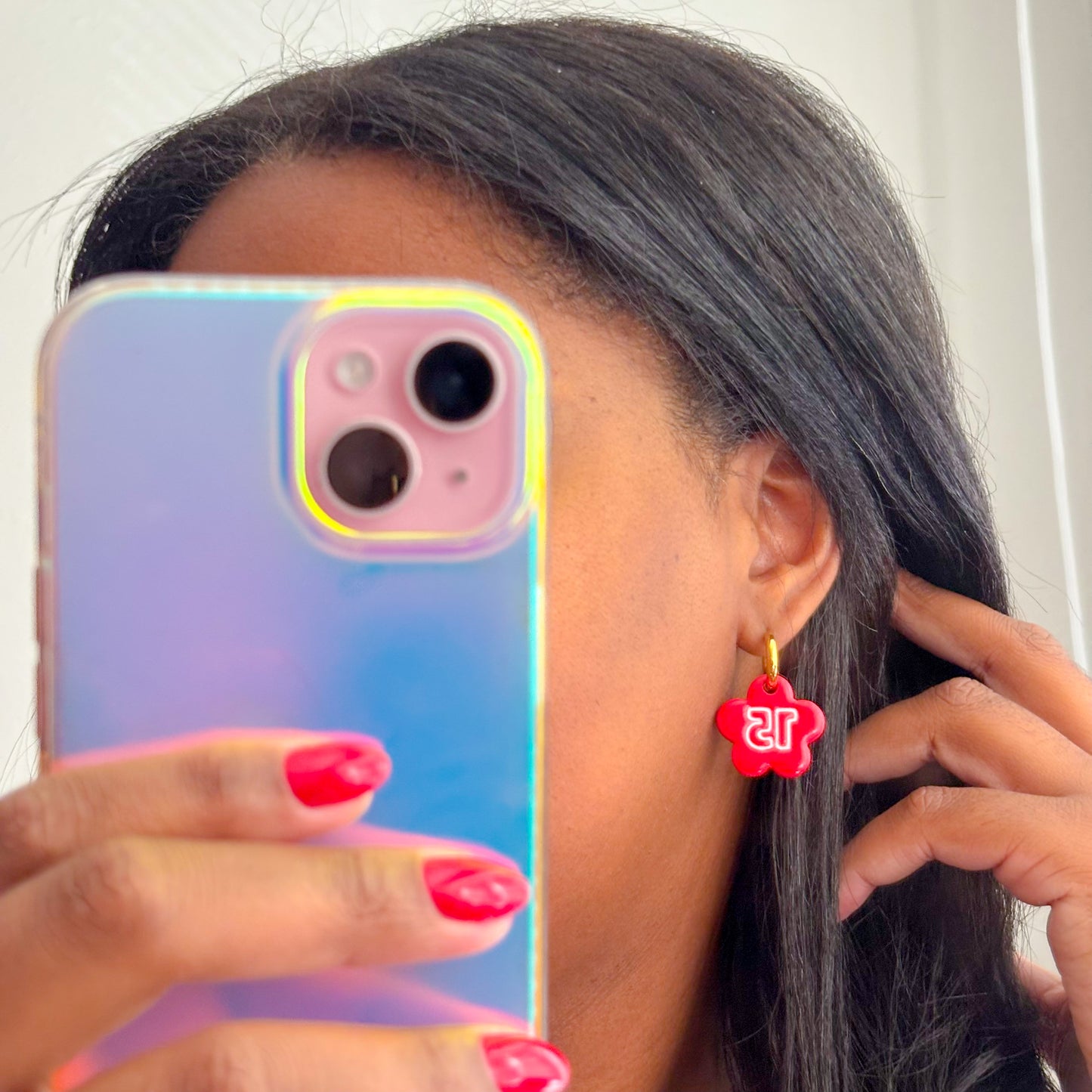 #15 Flower Hoops - Comeback Red
