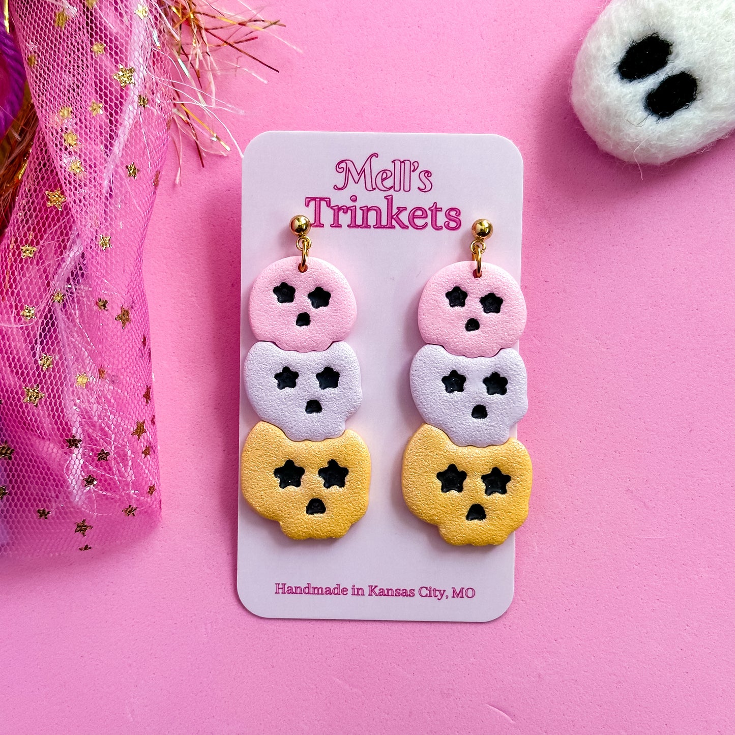 Skull Dangle Earrings - Multicolor
