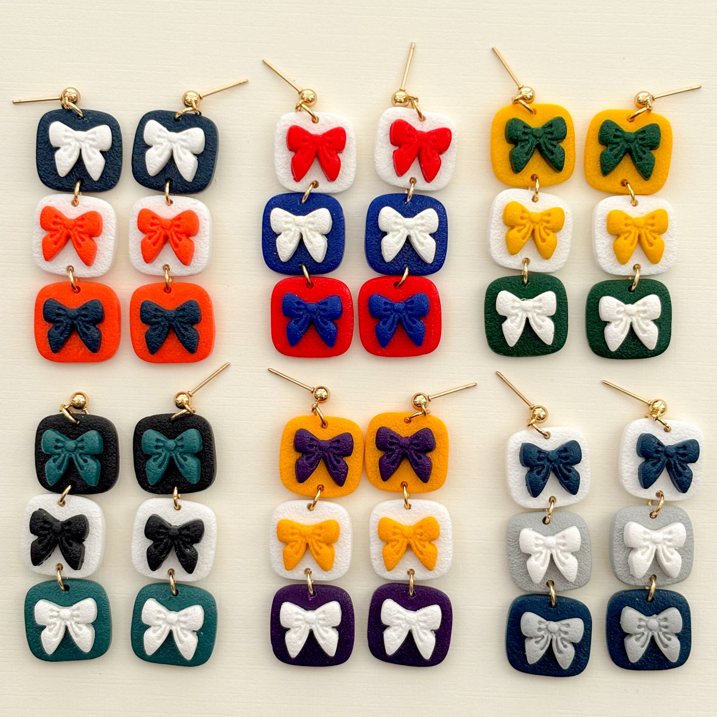 Game Day Triple Bow Dangles - Choose Team