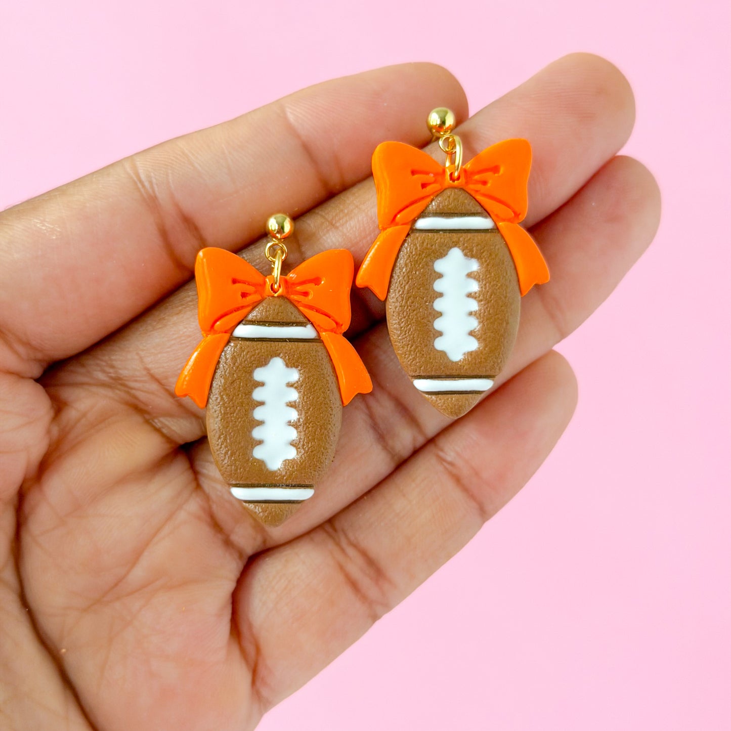 Bow Football Dangles - Orange