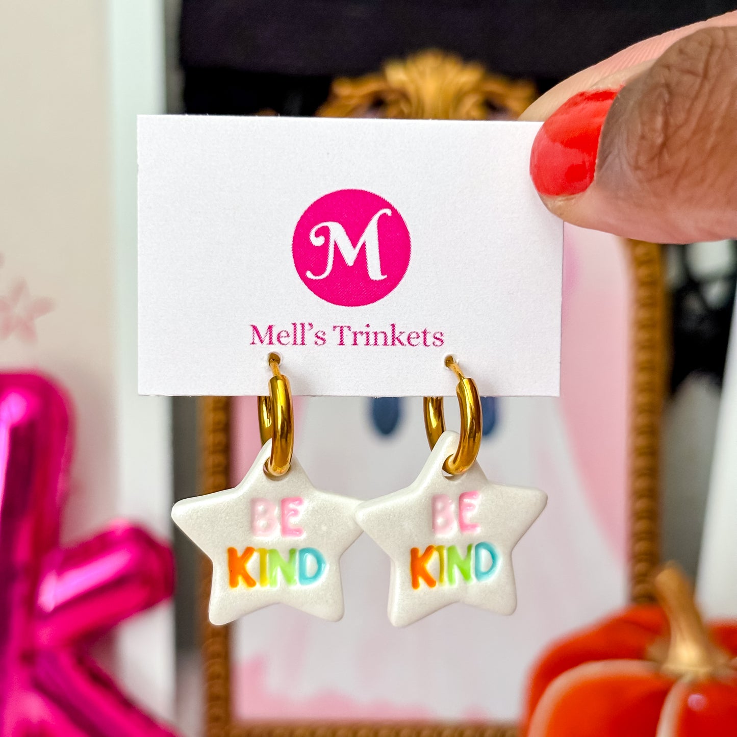 Be Kind Star Huggie Hoops Choose Color