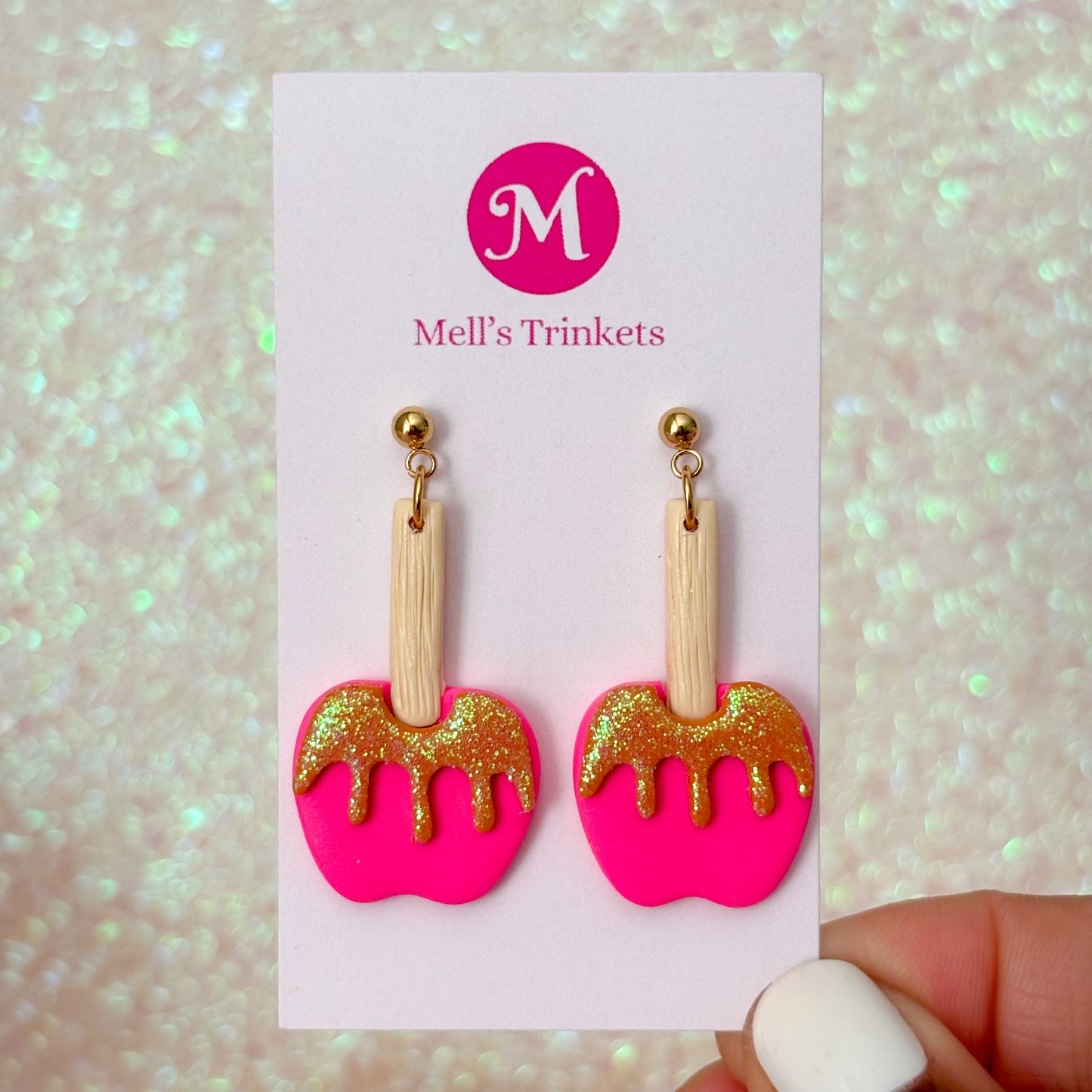 Caramel Apple Dangles - Hot Pink
