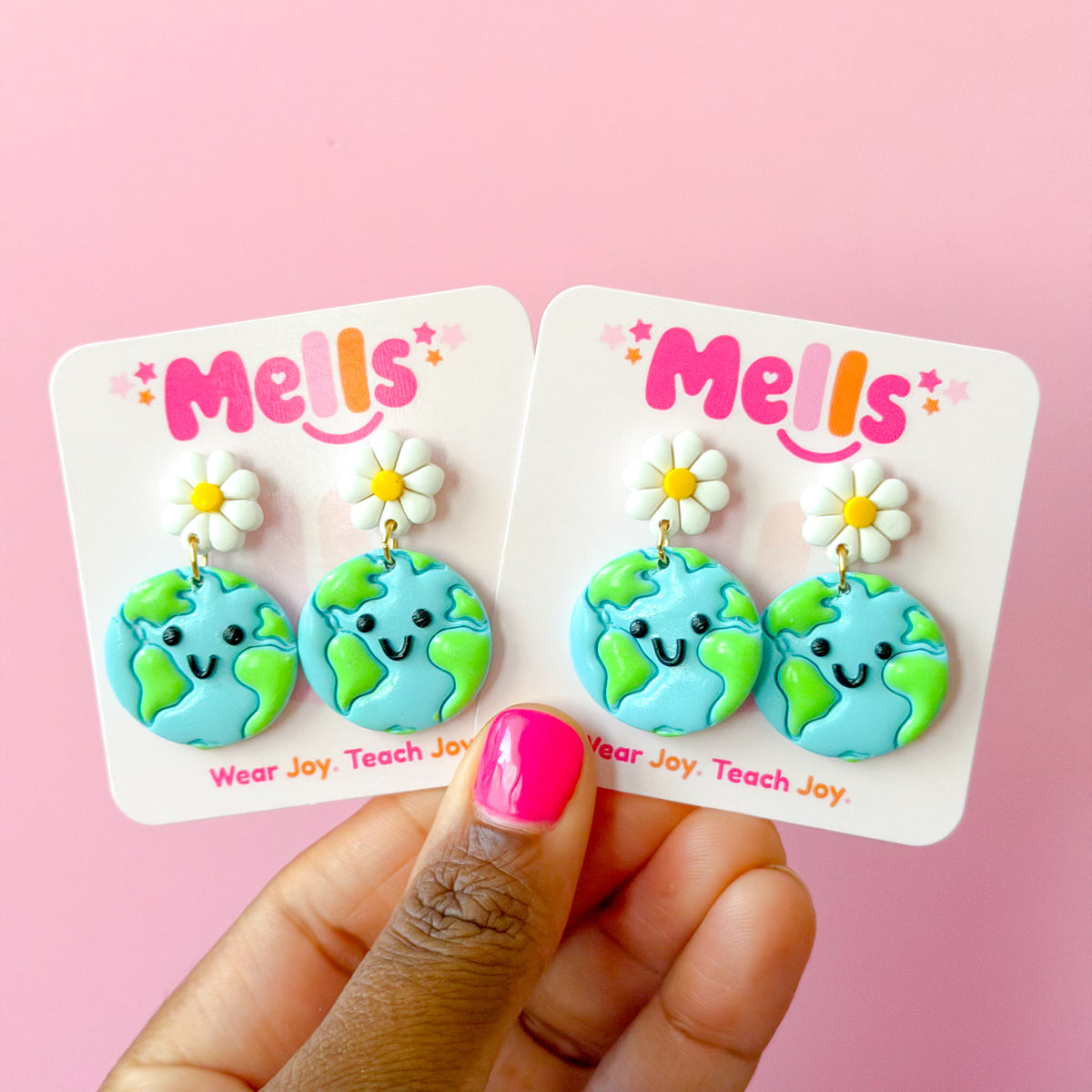 We Love The Earth Dangles - White Flower