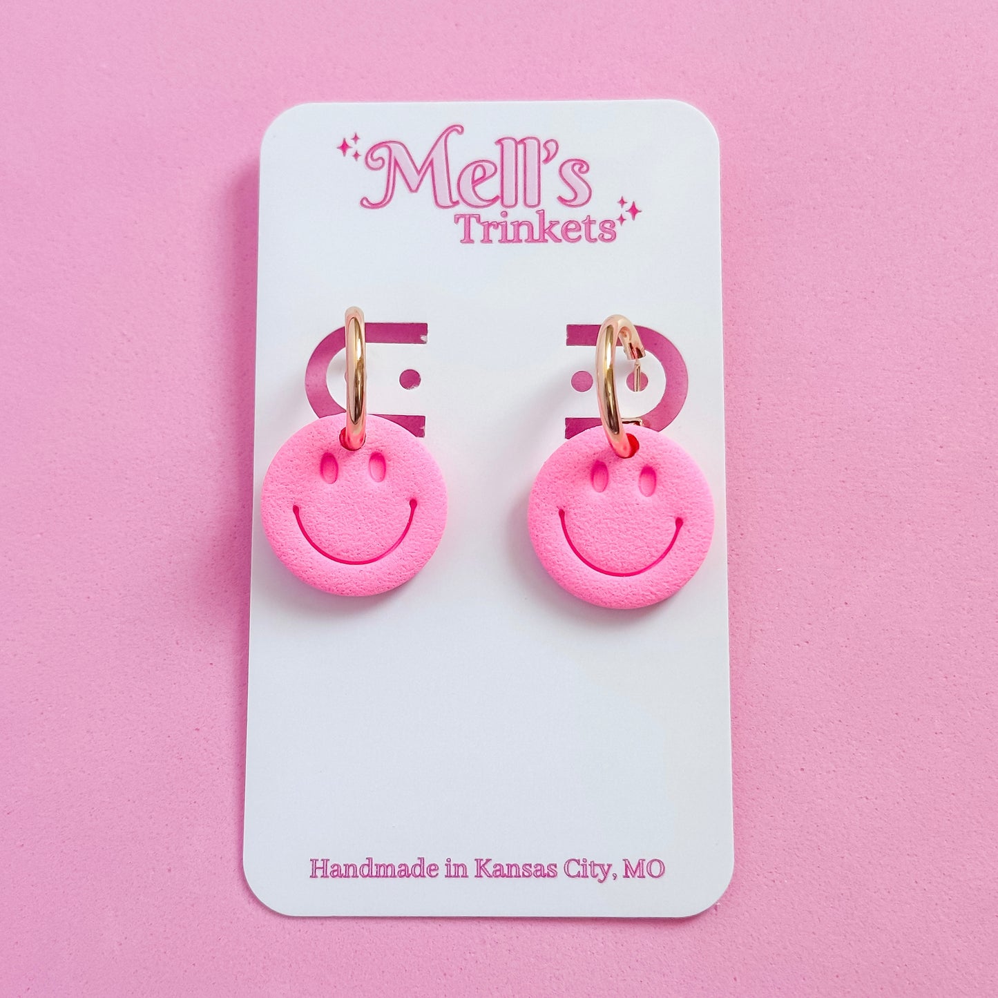 Smiley Hoops - Dark Pink