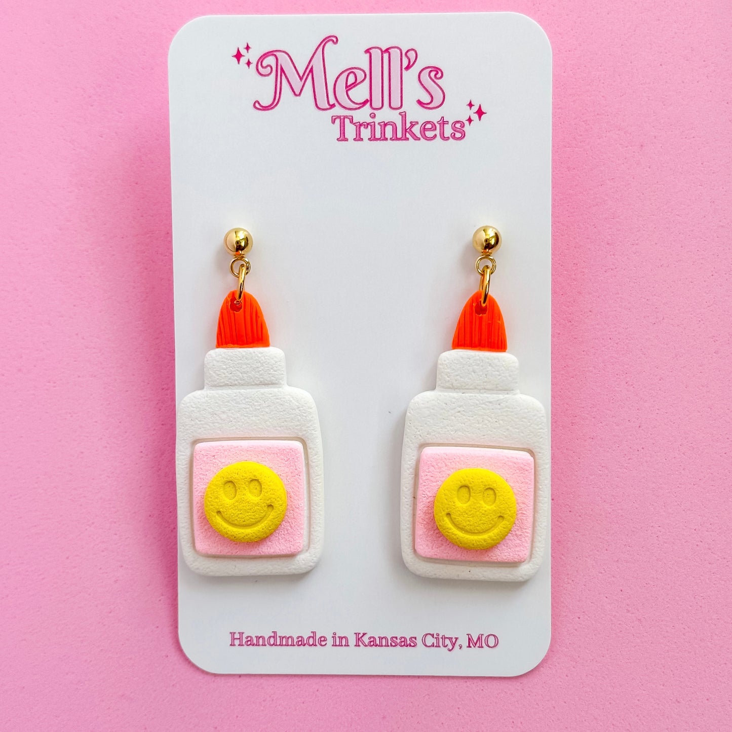 Smiley Glue Dangle Earrings