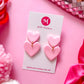 Double Love Heart Dangles - Solid Pink