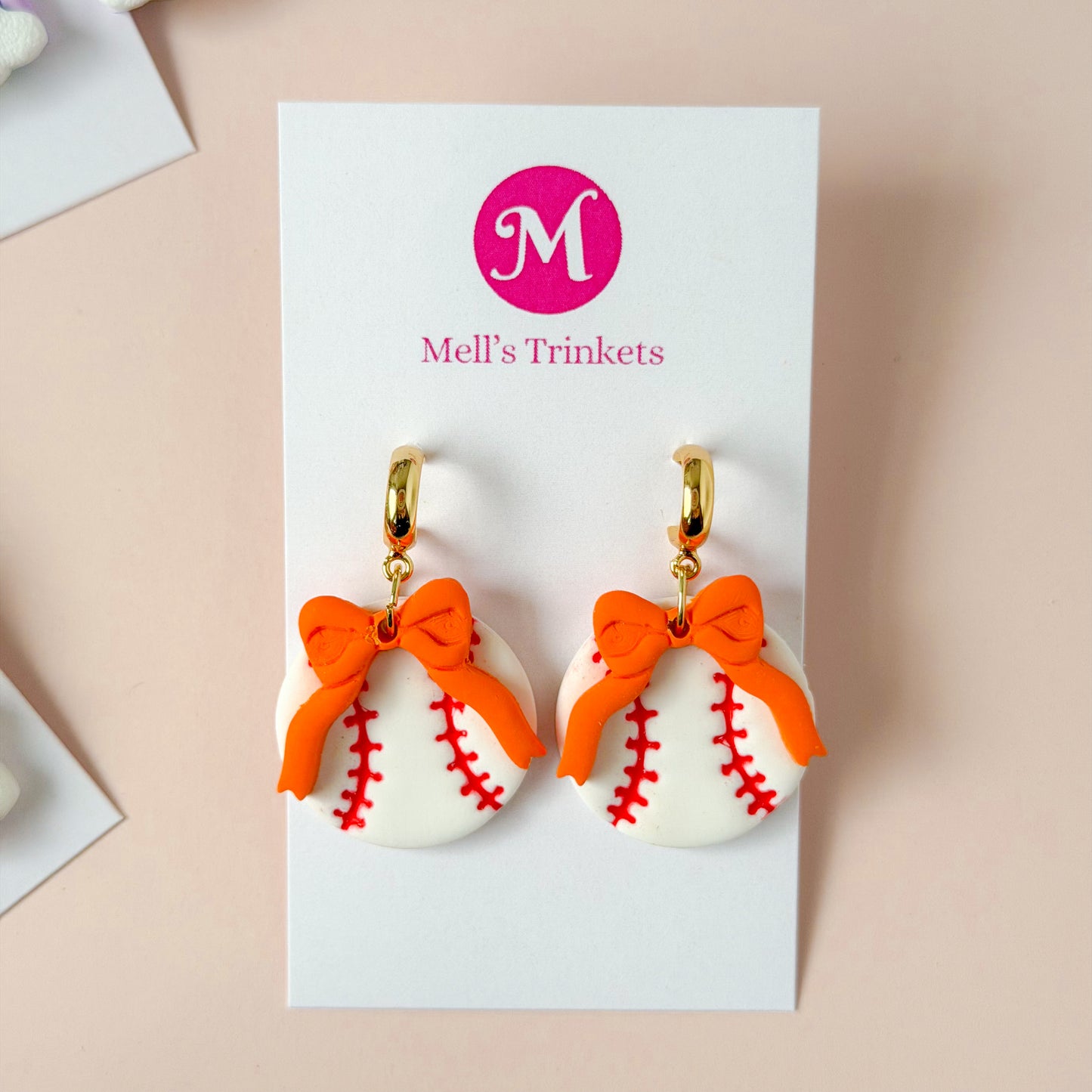 Baseball Bow Huggies: Orange