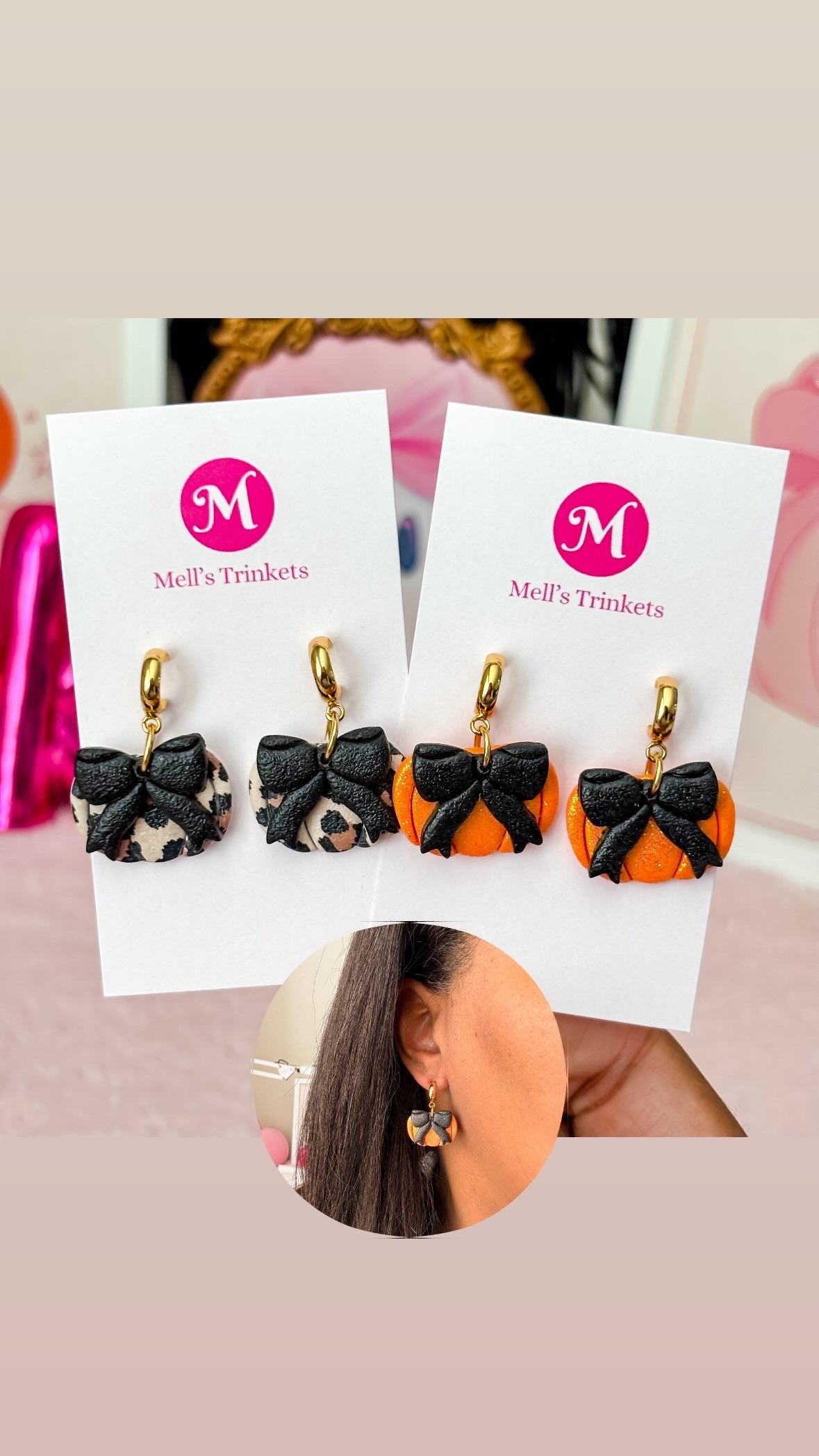 Leopard Pumpkin Bow Huggies