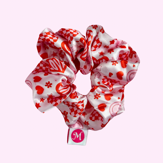 Red Love Print Scrunchie