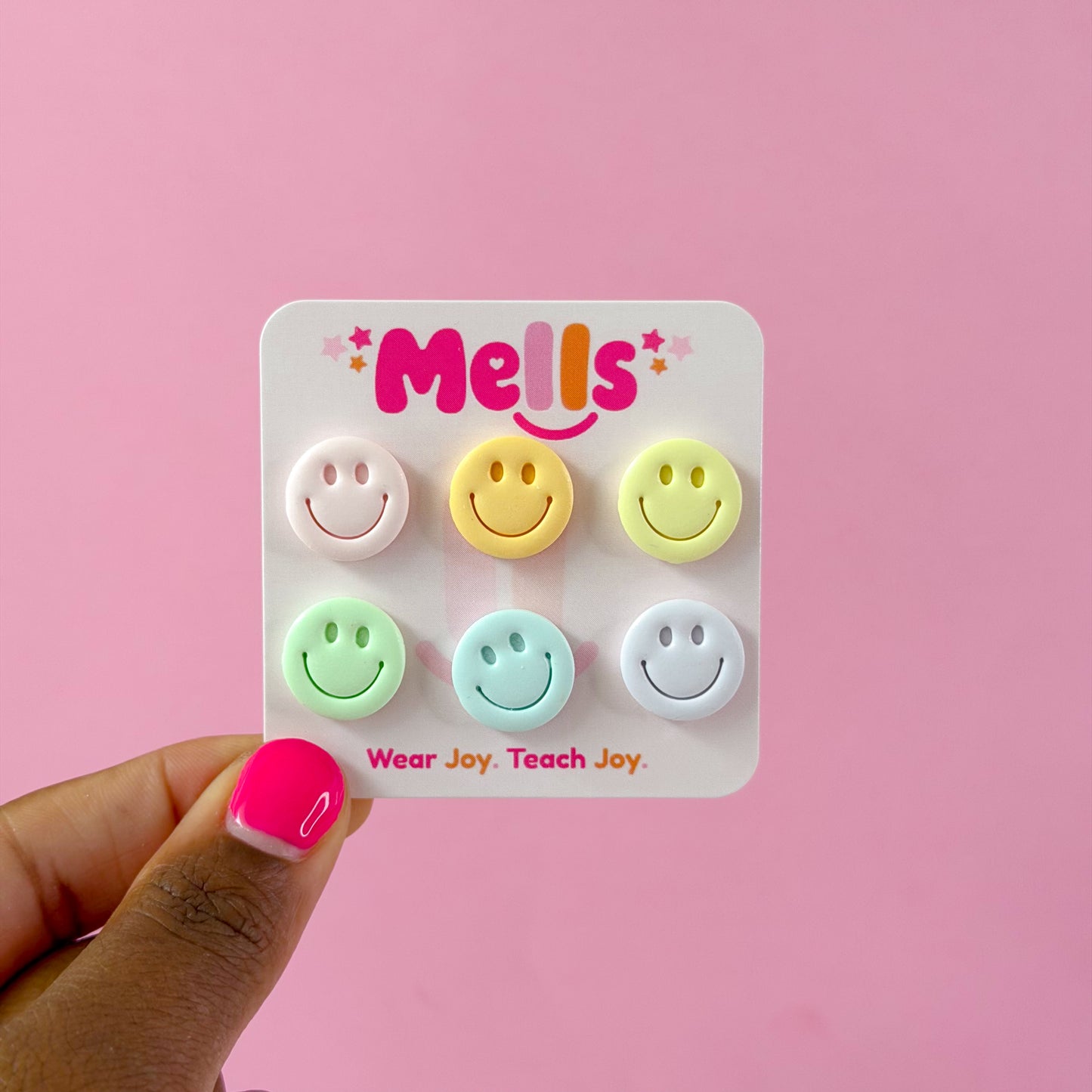 Smiley Stud Earrings - 6 Pack
