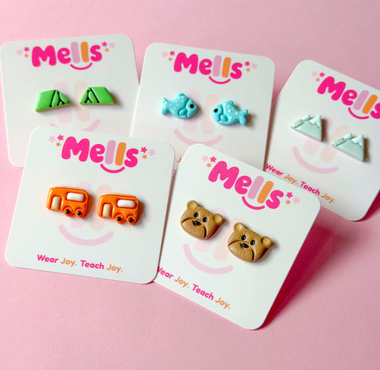 Happy little Camper Stud Earrings - Choose Style