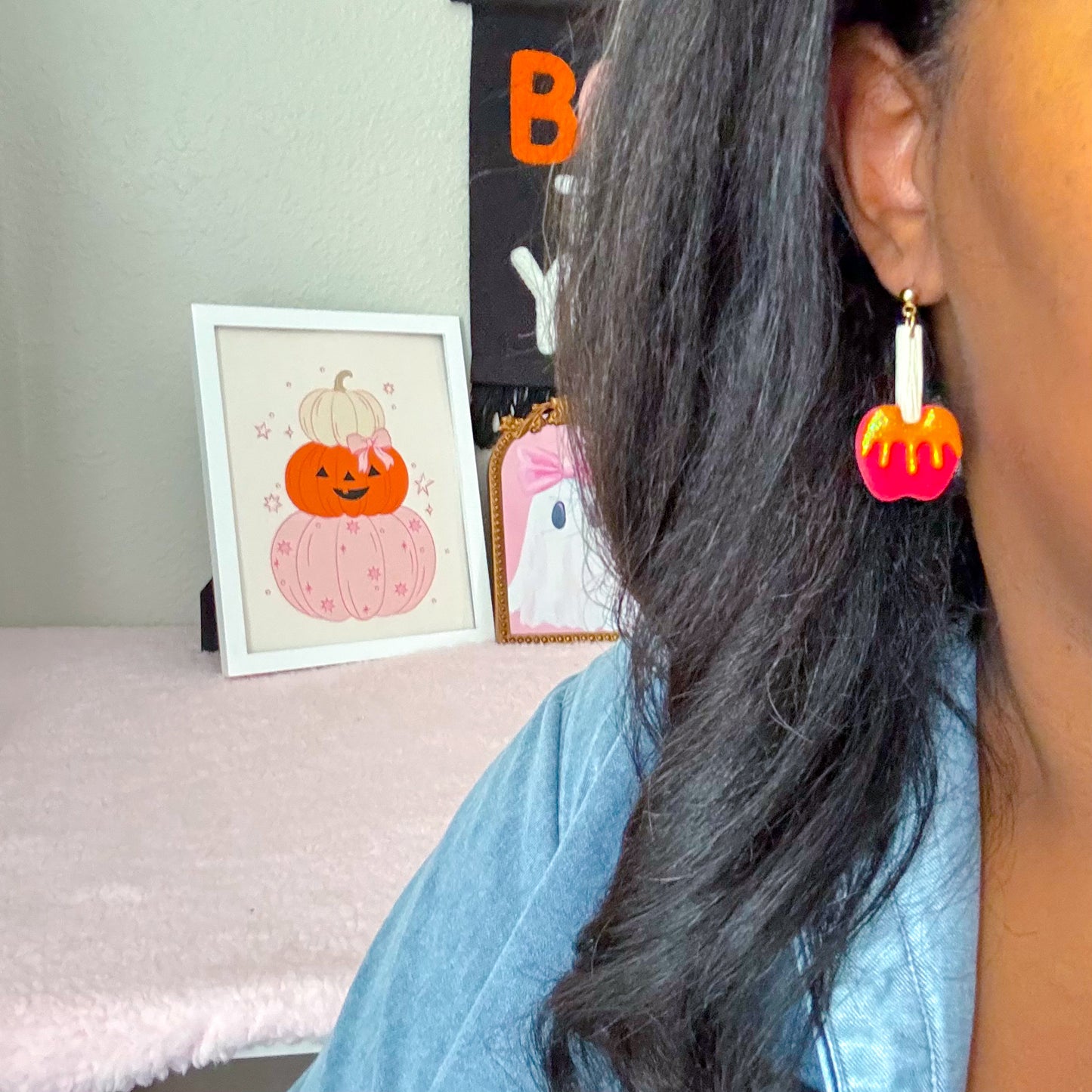 Caramel Apple Dangles - Red Sparkly