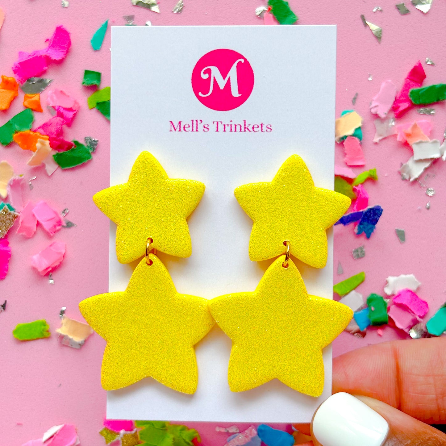 Glitter Double Star Dangles - Choose Color