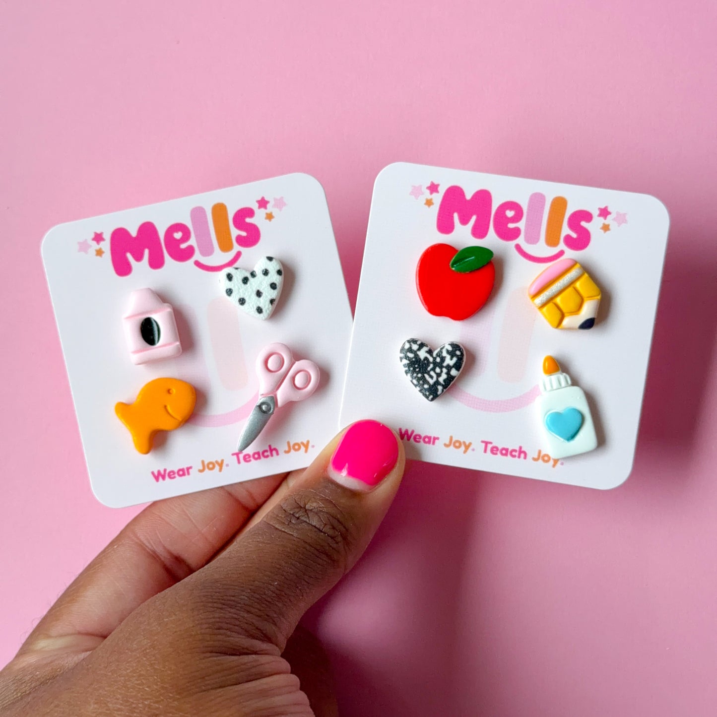 Back to School Mismatch Stud Earrings Set of 4 - Choose Pack