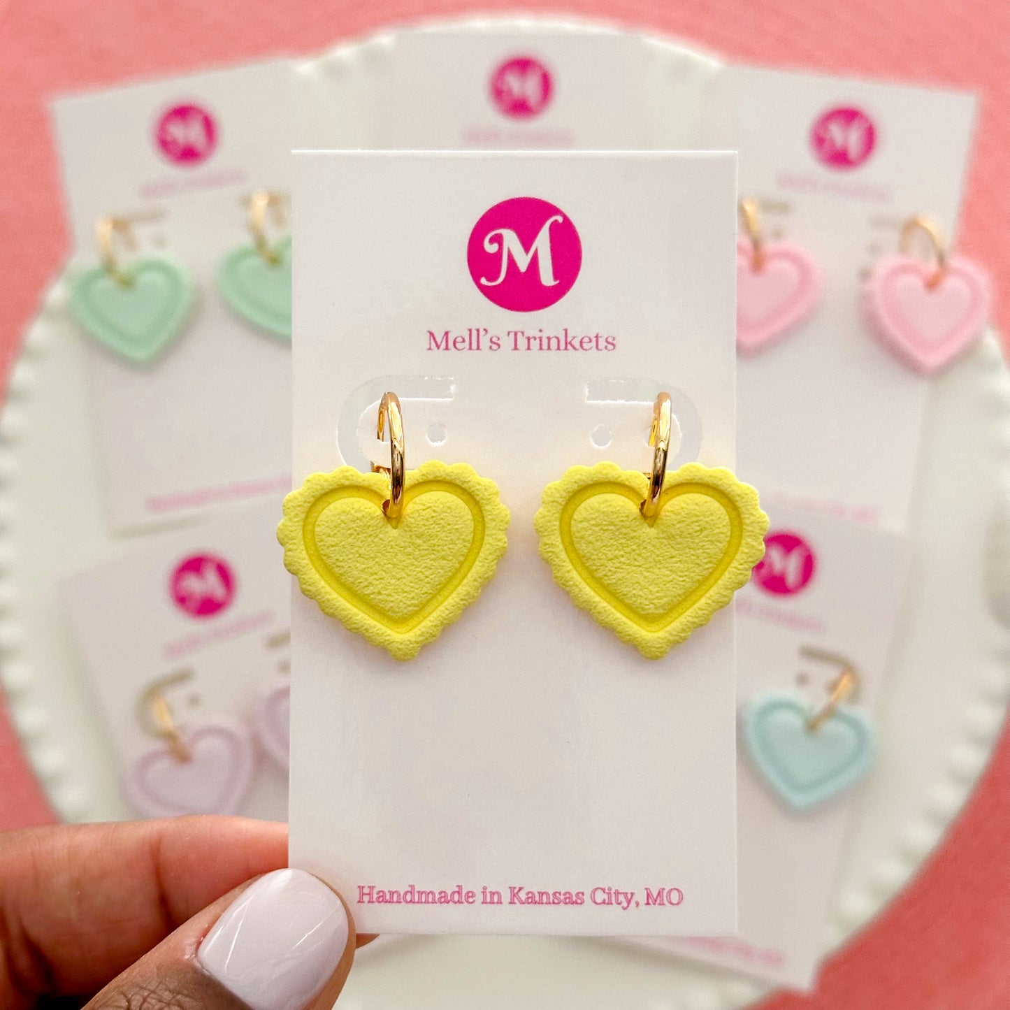 Coquette Heart Hoops - Choose Color