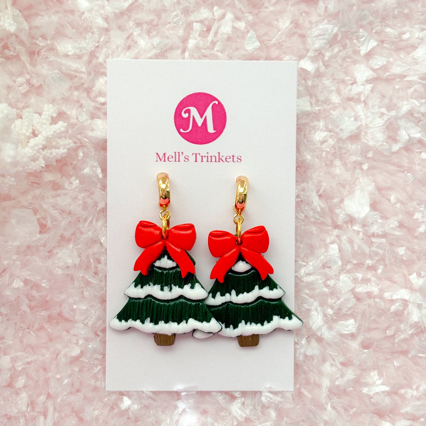 Snowy Bow Tree Dangles