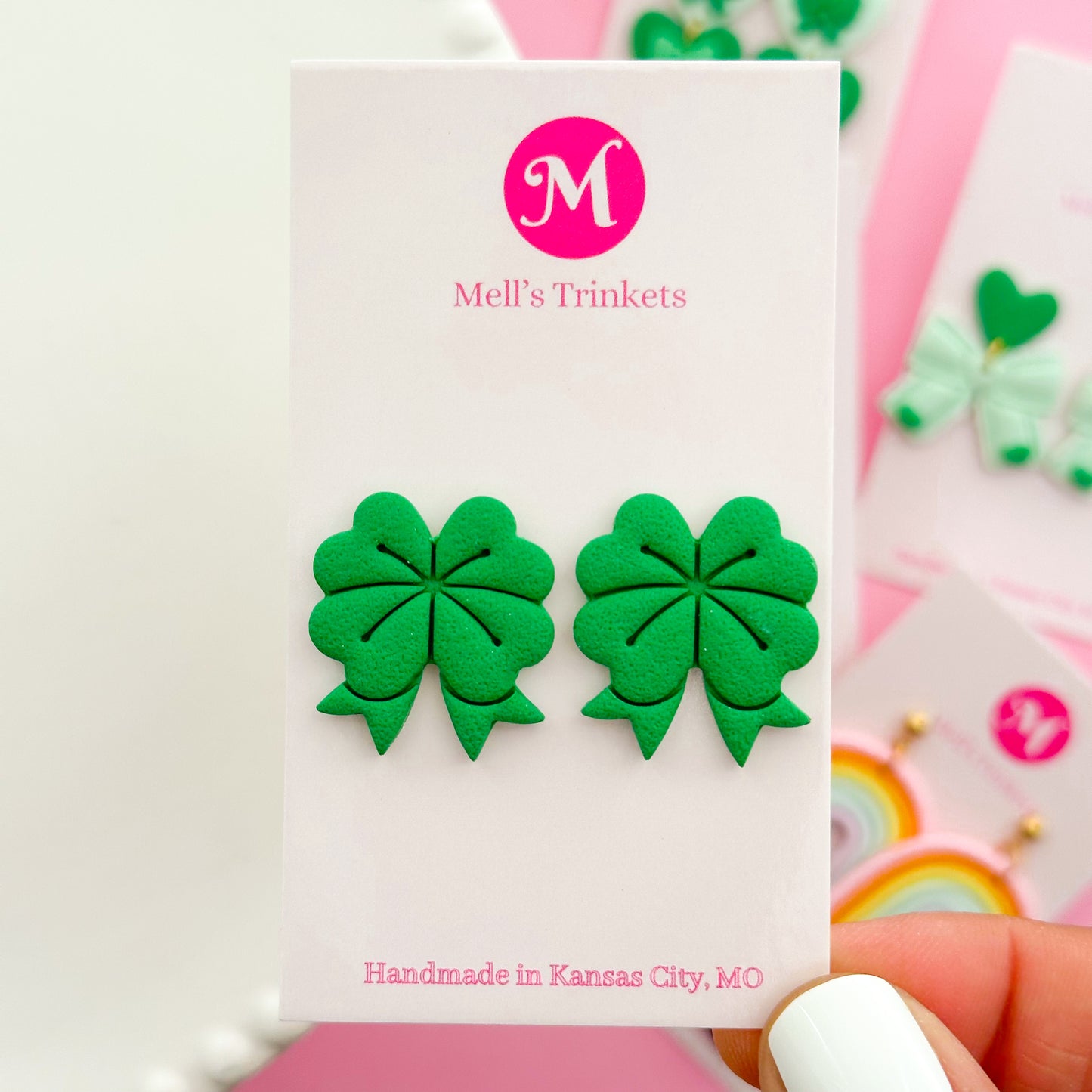 Shamrock Bow Oversized Studs