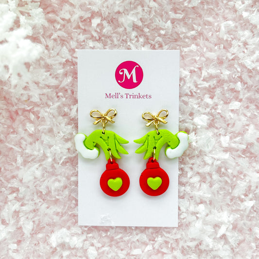 Grinch Hand Baubles - Red