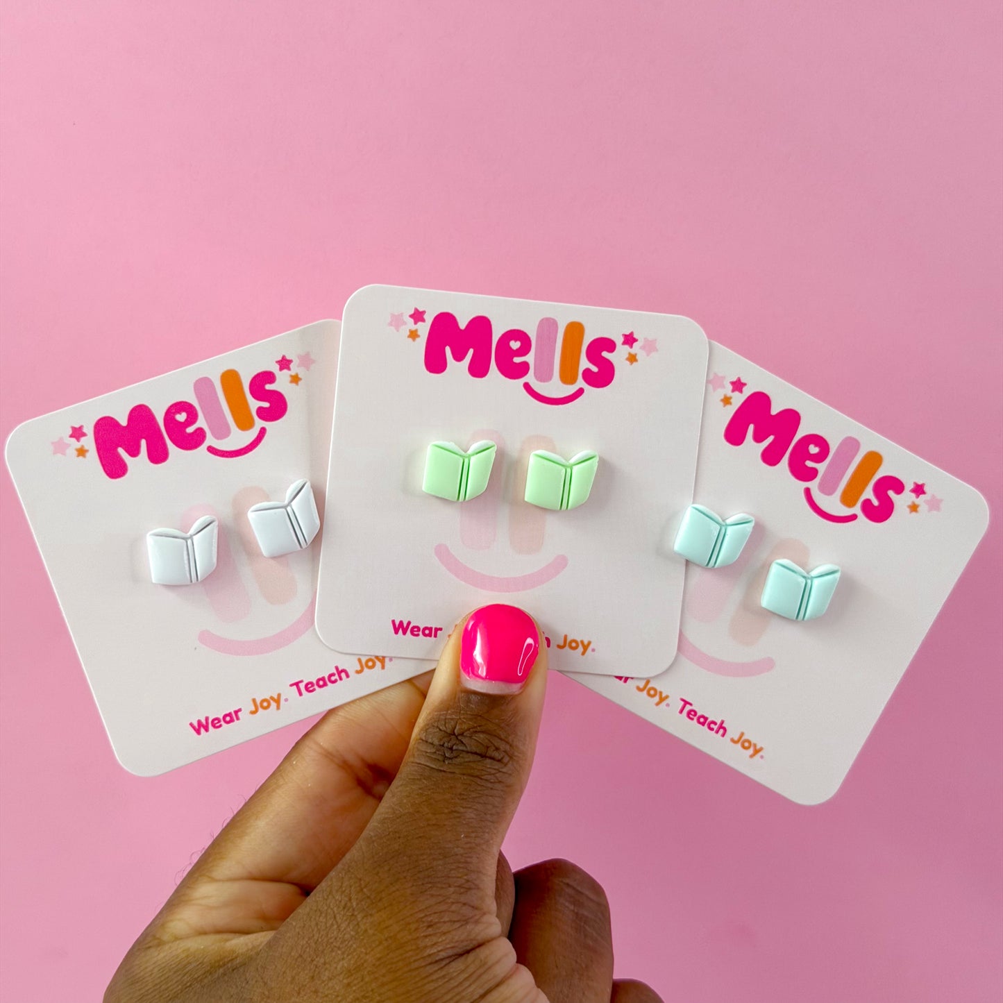 Pastel Book Stud Earrings - Choose Color