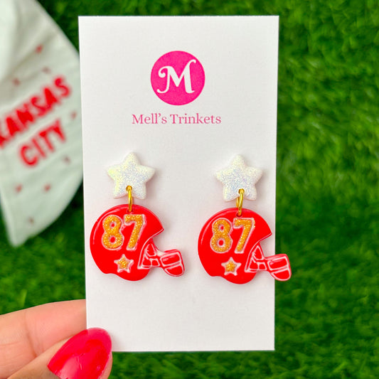 KC Football #87 Star Helmet Earrings