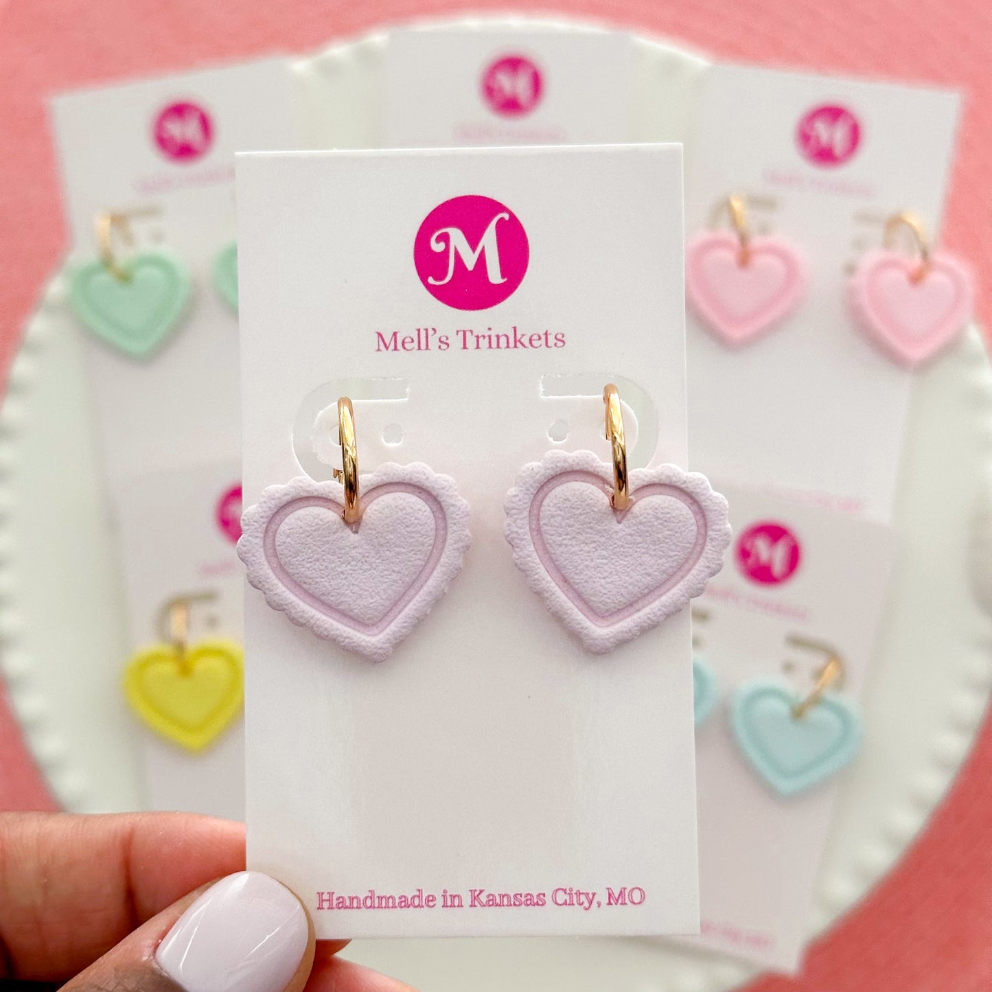 Coquette Heart Hoops - Choose Color