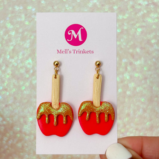 Caramel Apple Dangles - Red Sparkly