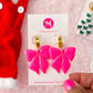 Glossy Bow Dangles - Mell's Hot Pink