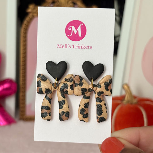 Heart Leopard Bows