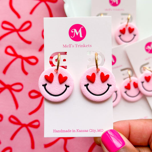 Love Day Smiley Hoops - Red