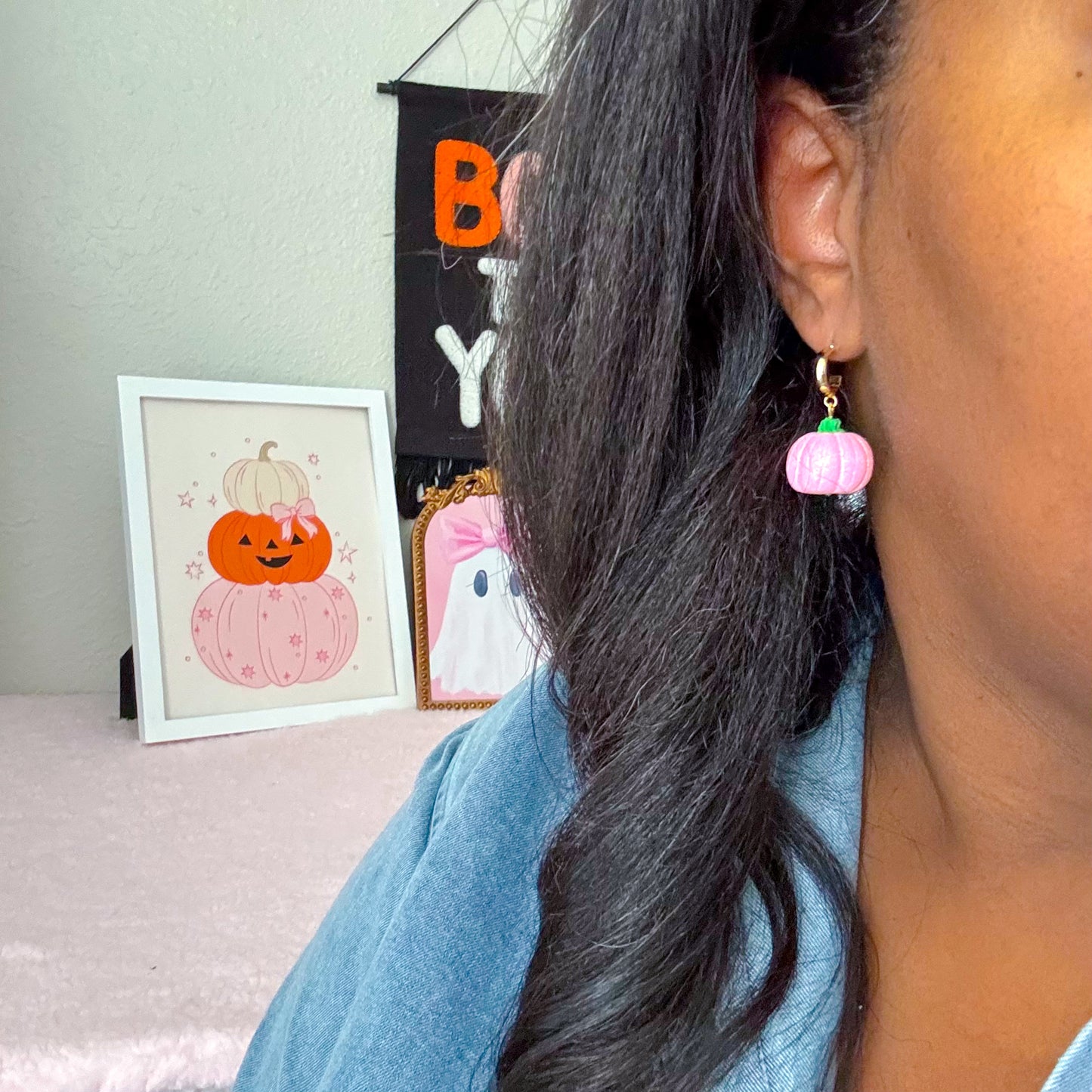 3D Pumpkin Huggies - Pink